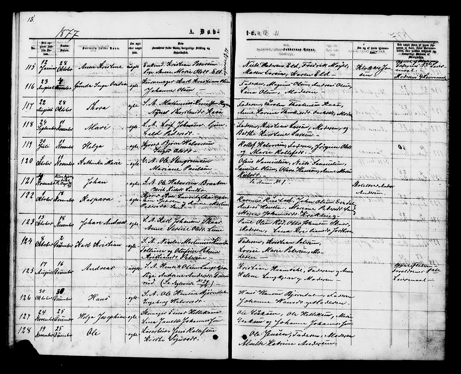 Kongsberg kirkebøker, AV/SAKO-A-22/F/Fa/L0011: Parish register (official) no. I 11, 1876-1877, p. 15