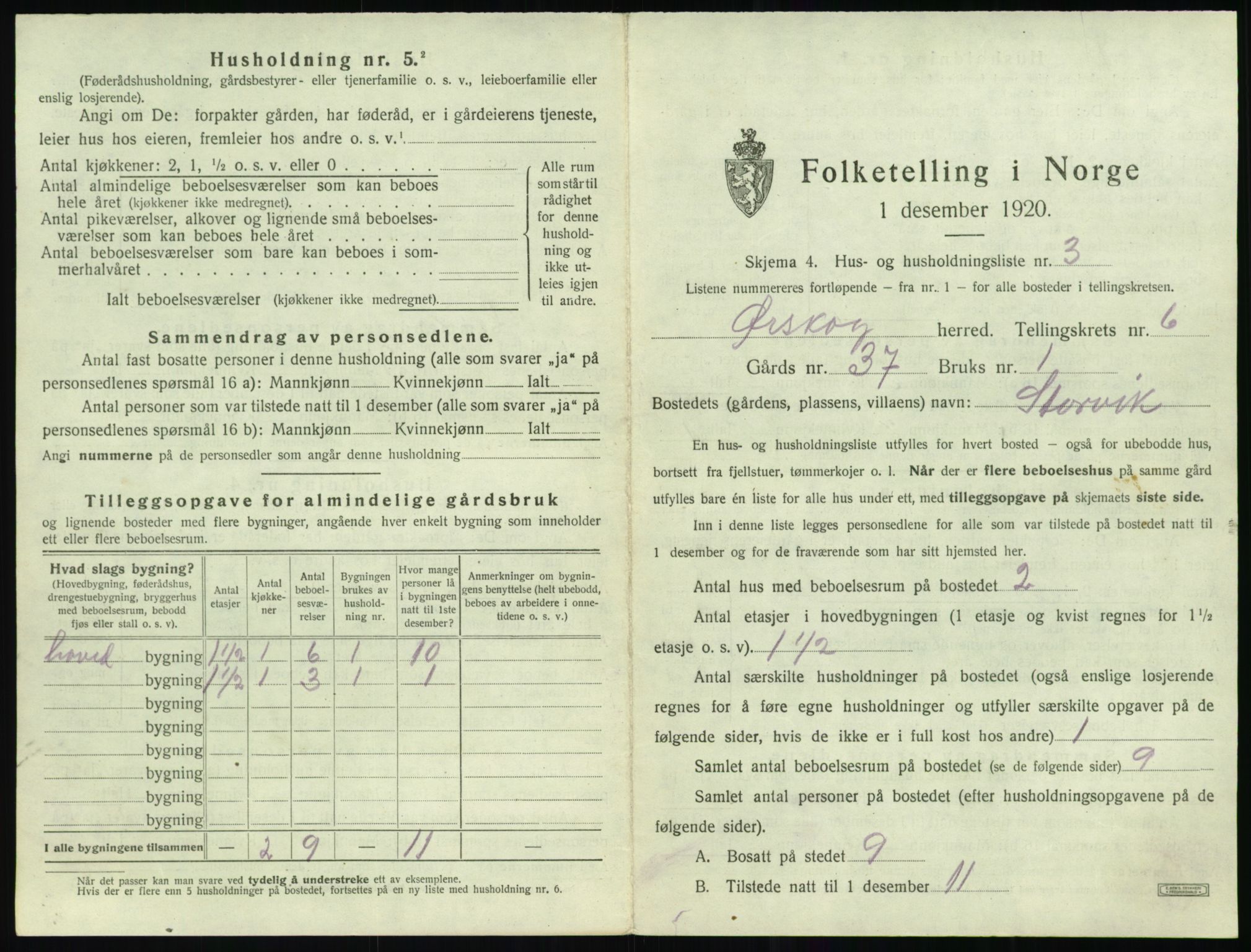 SAT, 1920 census for Ørskog, 1920, p. 484