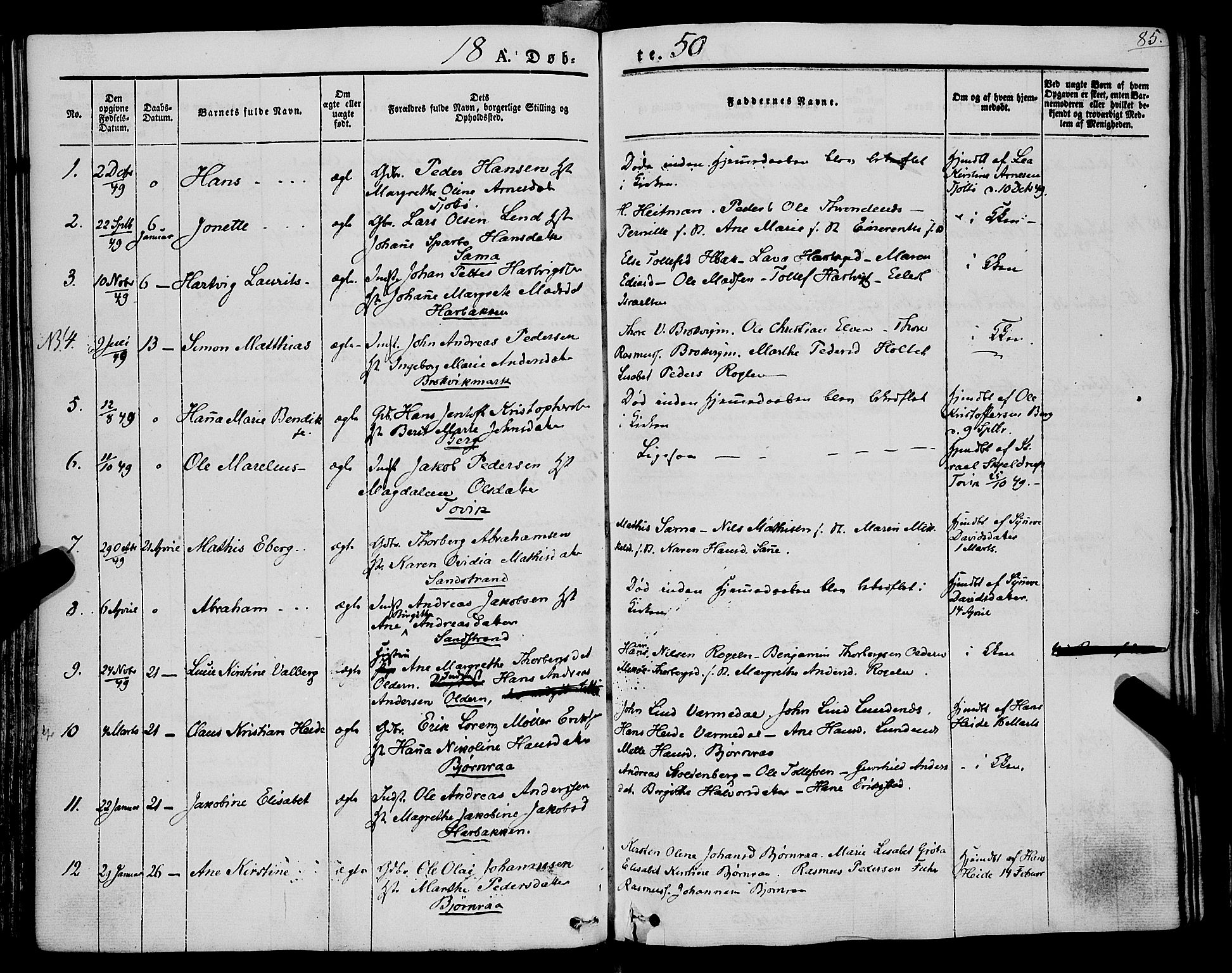 Trondenes sokneprestkontor, SATØ/S-1319/H/Ha/L0009kirke: Parish register (official) no. 9, 1841-1852, p. 85