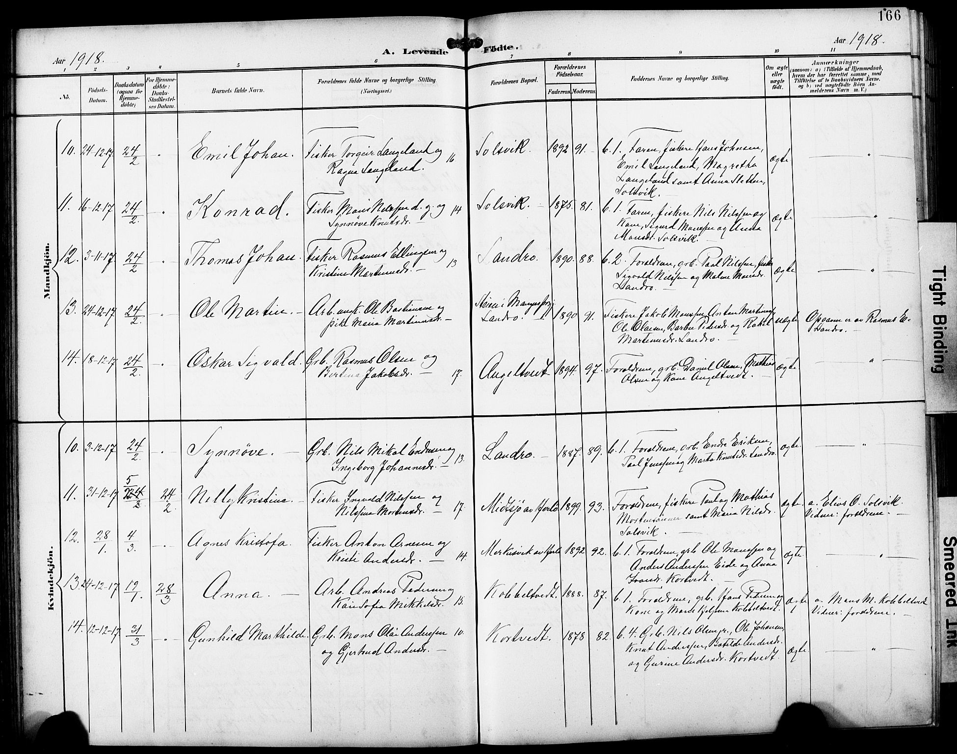 Fjell sokneprestembete, SAB/A-75301/H/Hab: Parish register (copy) no. A 5, 1899-1918, p. 166