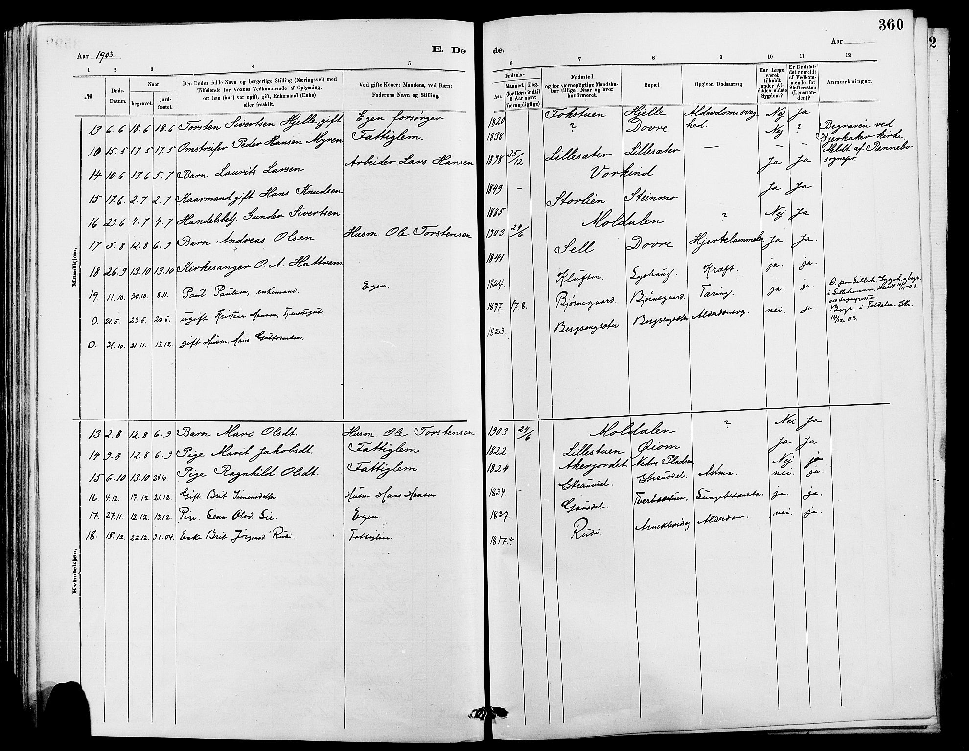 Dovre prestekontor, SAH/PREST-066/H/Ha/Hab/L0002: Parish register (copy) no. 2, 1881-1907, p. 360
