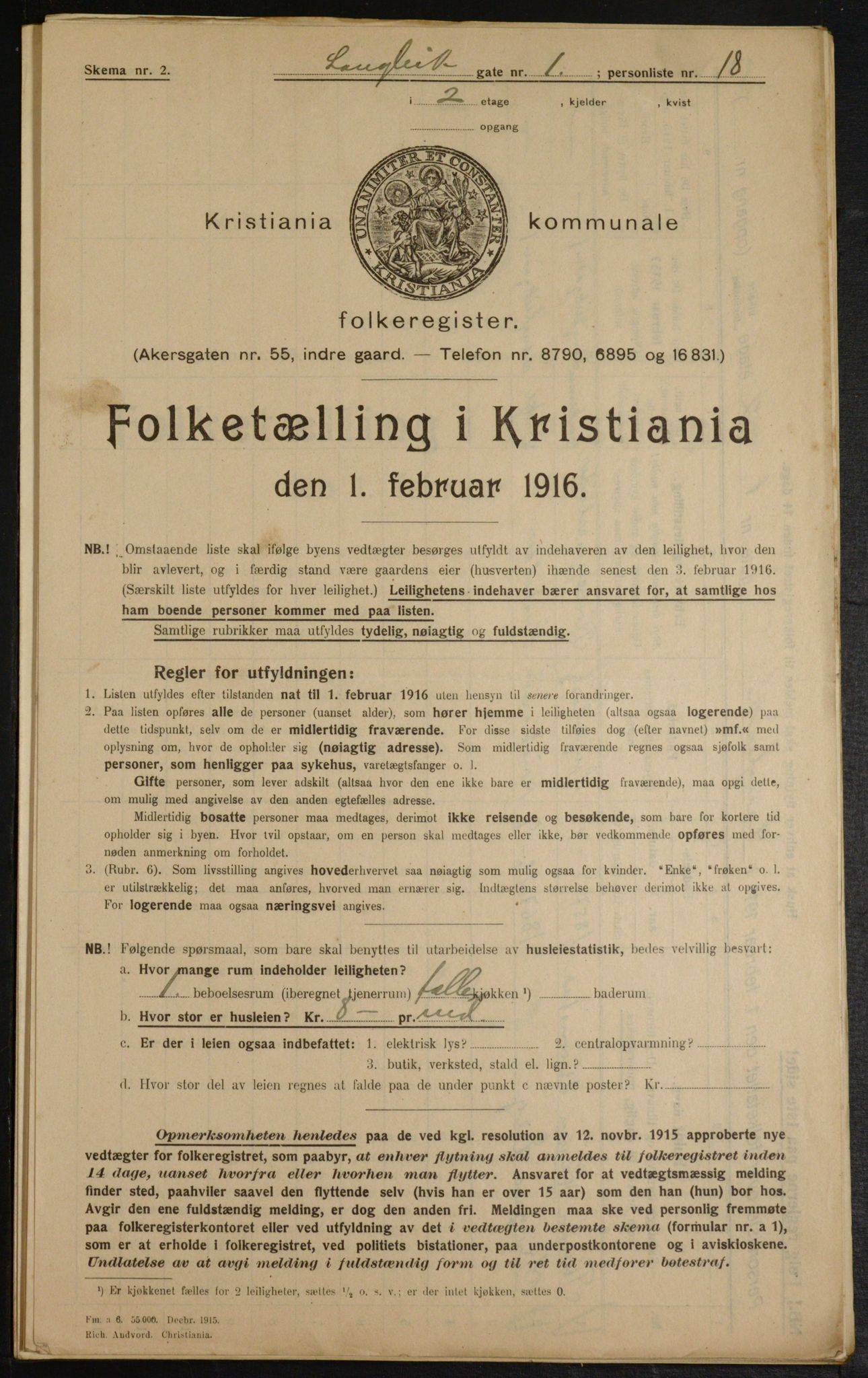 OBA, Municipal Census 1916 for Kristiania, 1916, p. 58224