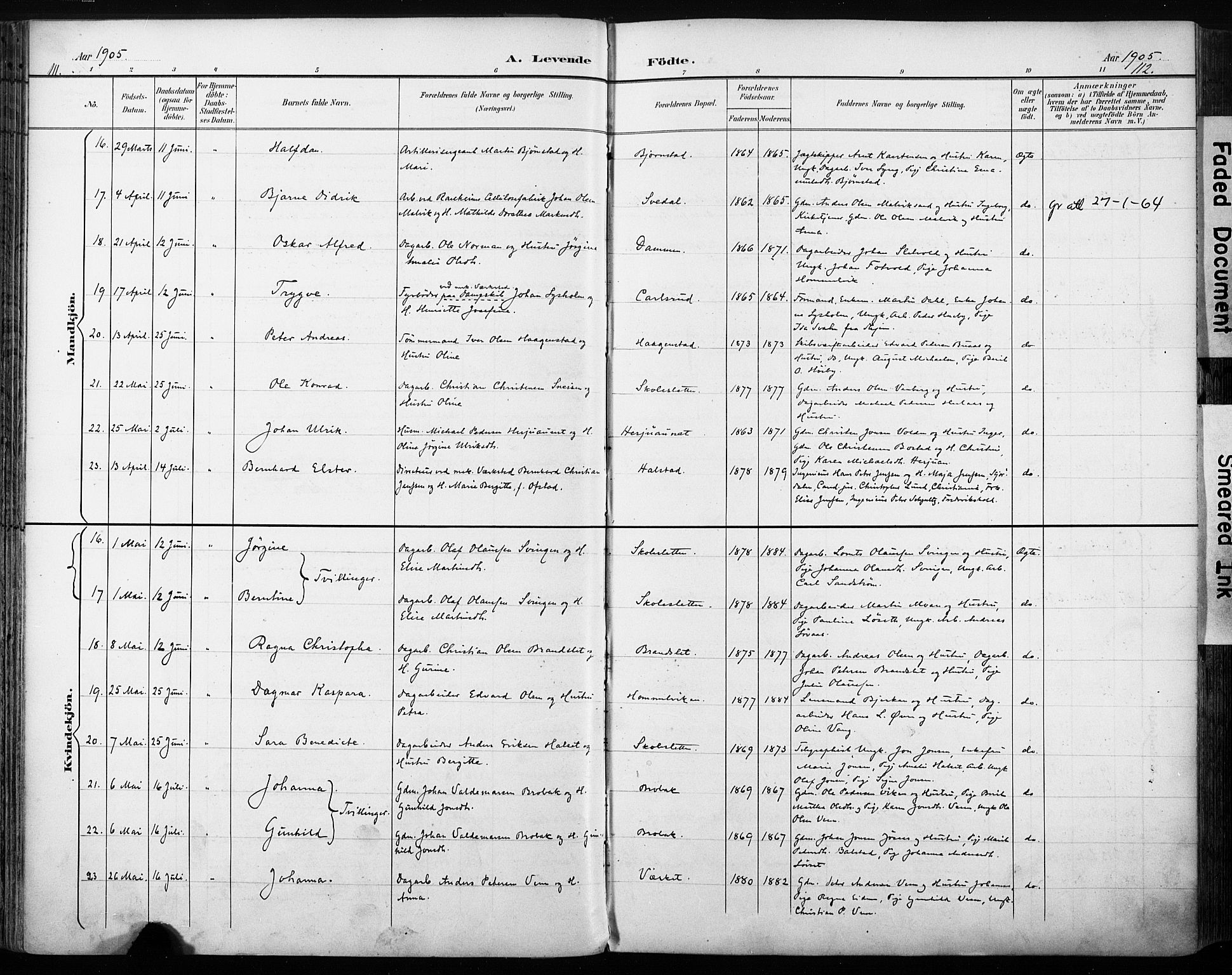 Ministerialprotokoller, klokkerbøker og fødselsregistre - Sør-Trøndelag, AV/SAT-A-1456/616/L0411: Parish register (official) no. 616A08, 1894-1906, p. 111-112