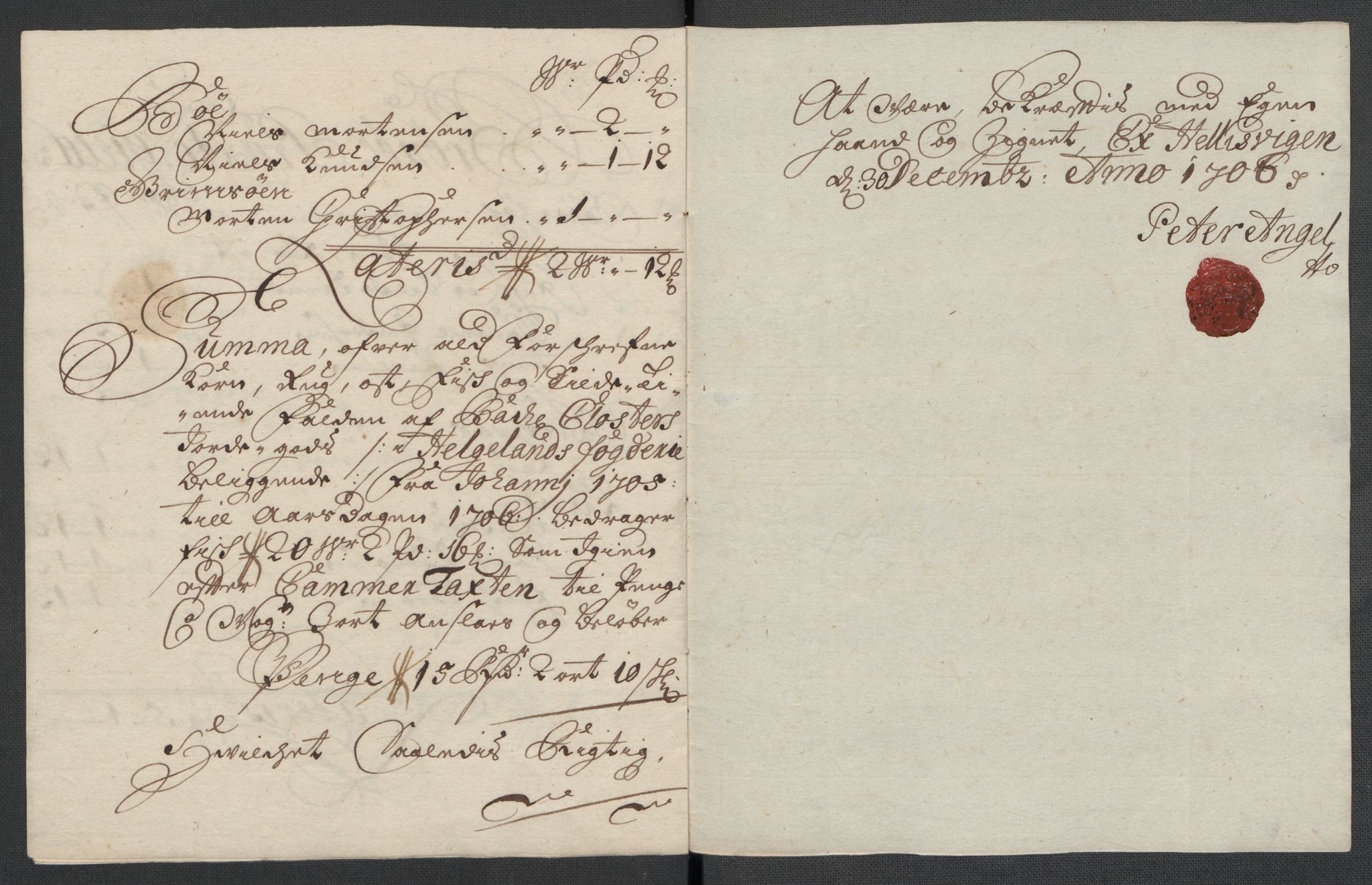 Rentekammeret inntil 1814, Reviderte regnskaper, Fogderegnskap, AV/RA-EA-4092/R65/L4509: Fogderegnskap Helgeland, 1706-1707, p. 14