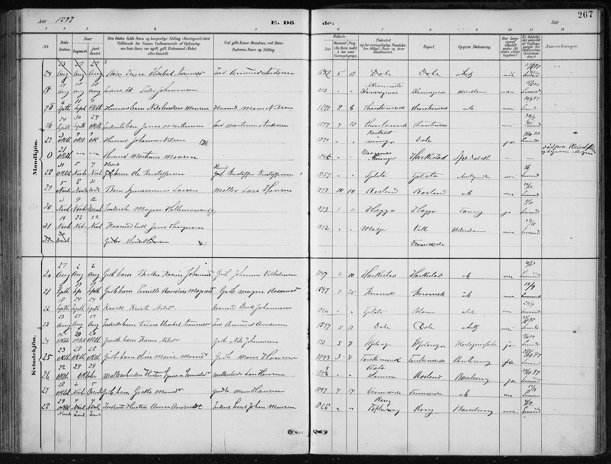 Herdla Sokneprestembete, SAB/A-75701/H/Haa: Parish register (official) no. A 4, 1891-1905, p. 267