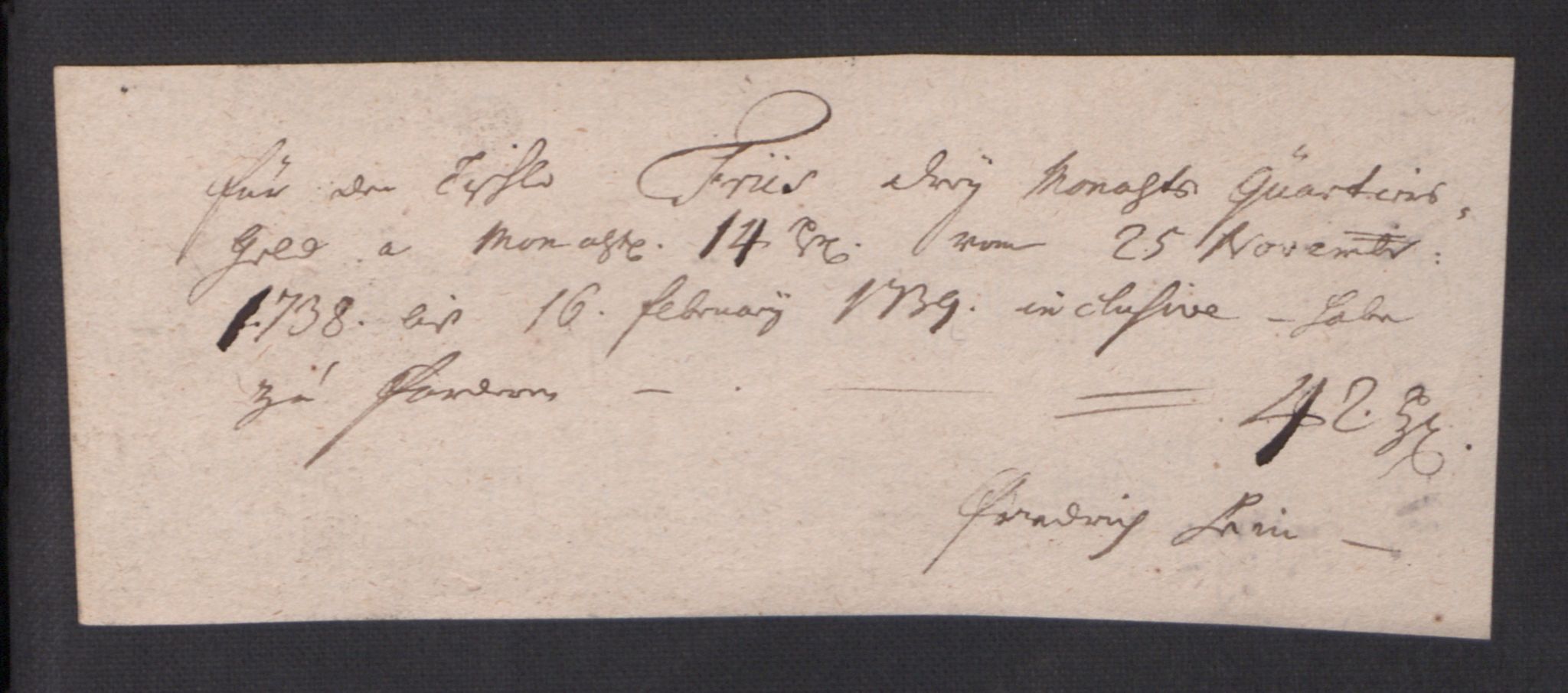 Kommanderende general (KG I) med Det norske krigsdirektorium, AV/RA-EA-5419/D/L0154: Fredriksten festning: Brev, inventarfortegnelser og regnskapsekstrakter, 1730-1739, p. 555