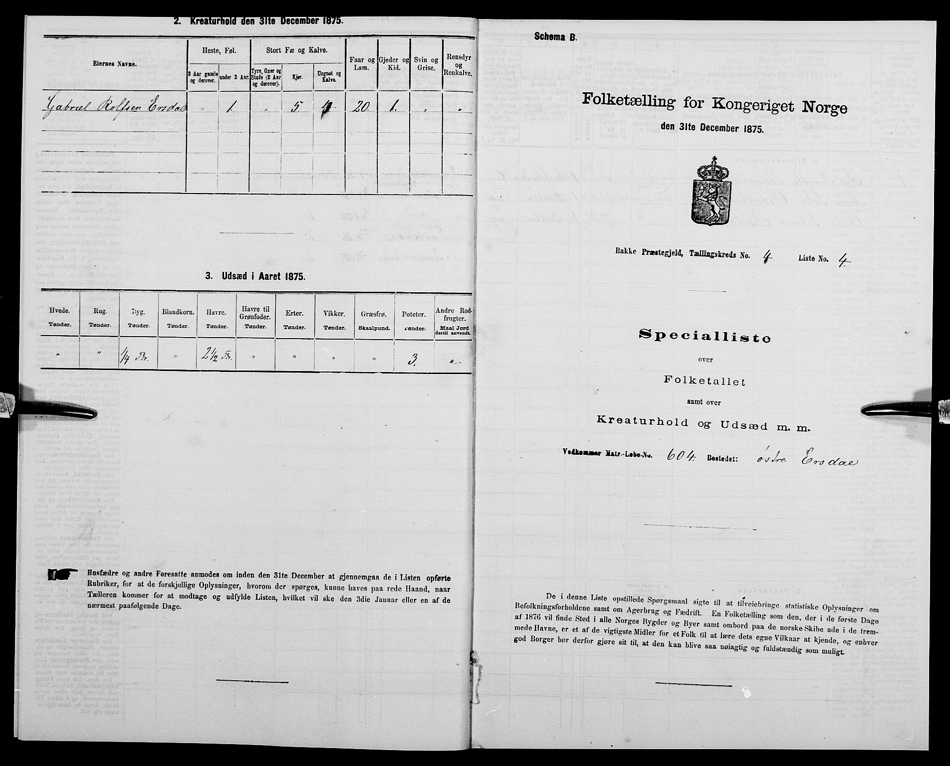 SAK, 1875 census for 1045P Bakke, 1875, p. 389