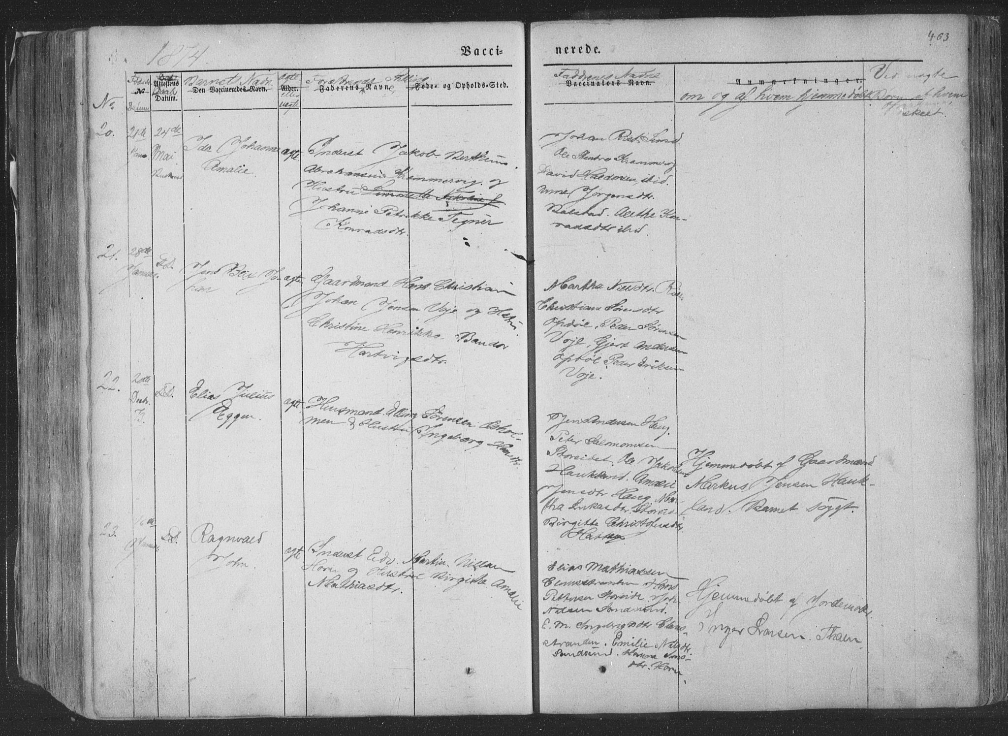 Ministerialprotokoller, klokkerbøker og fødselsregistre - Nordland, AV/SAT-A-1459/881/L1165: Parish register (copy) no. 881C02, 1854-1876, p. 463