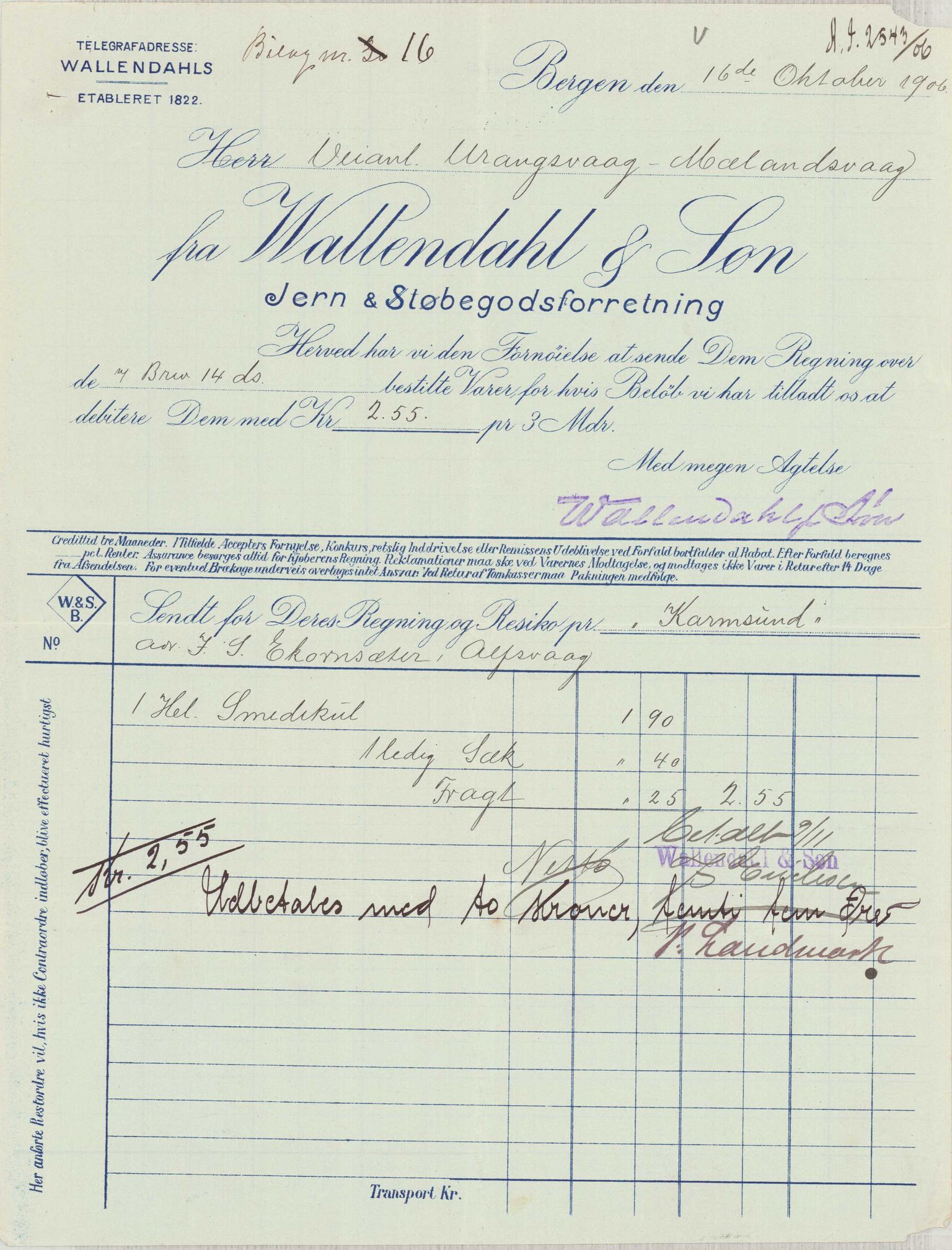 Finnaas kommune. Formannskapet, IKAH/1218a-021/E/Ea/L0002/0004: Rekneskap for veganlegg / Rekneskap for veganlegget Urangsvåg - Mælandsvåg, 1906, p. 31