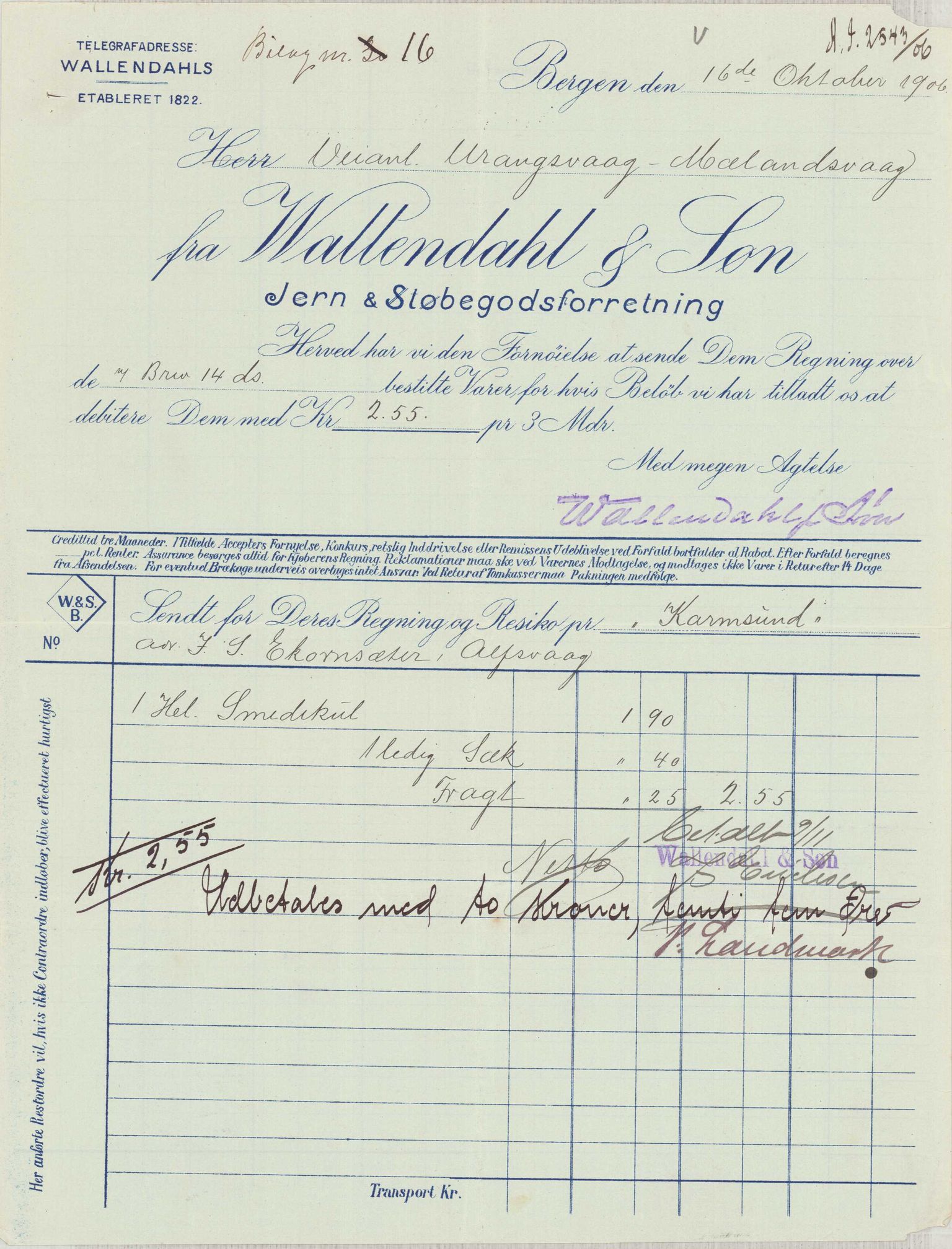 Finnaas kommune. Formannskapet, IKAH/1218a-021/E/Ea/L0002/0004: Rekneskap for veganlegg / Rekneskap for veganlegget Urangsvåg - Mælandsvåg, 1906, p. 31