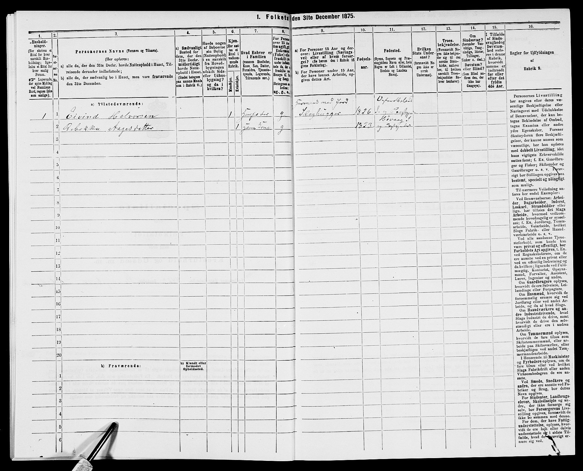 SAK, 1875 census for 0924P Homedal, 1875, p. 34