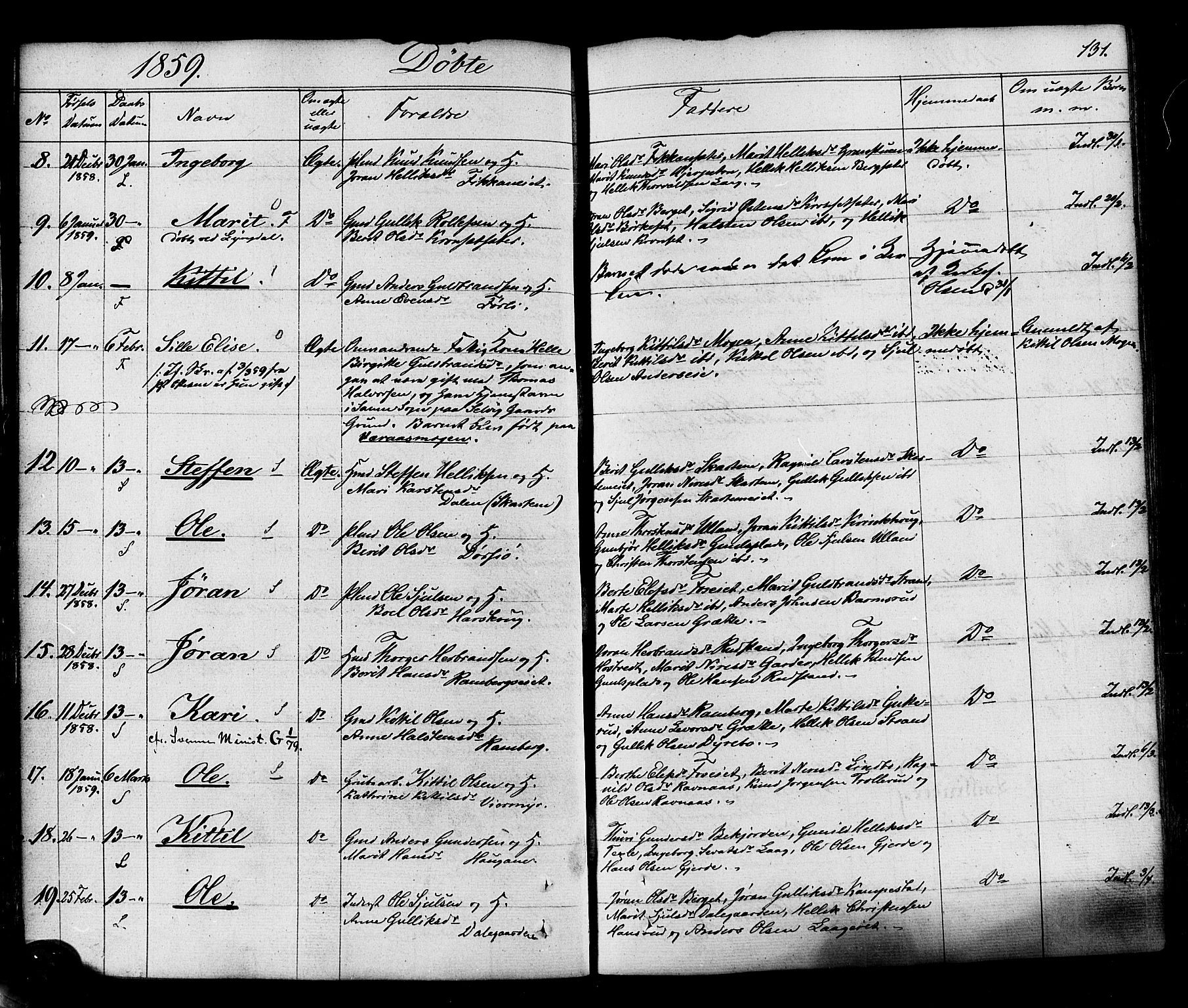 Flesberg kirkebøker, SAKO/A-18/F/Fa/L0006: Parish register (official) no. I 6, 1834-1860, p. 131
