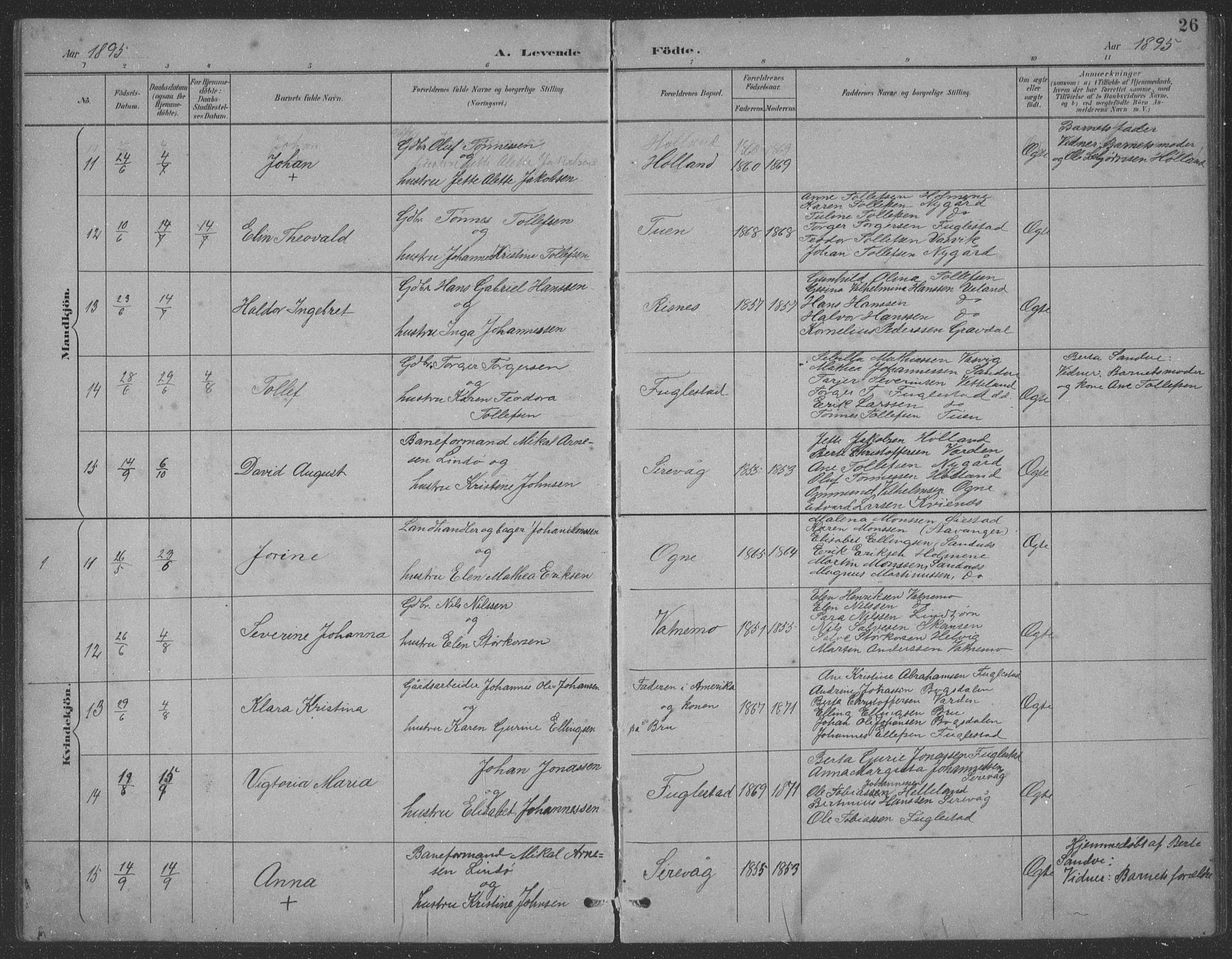 Eigersund sokneprestkontor, AV/SAST-A-101807/S09: Parish register (copy) no. B 21, 1890-1915, p. 26