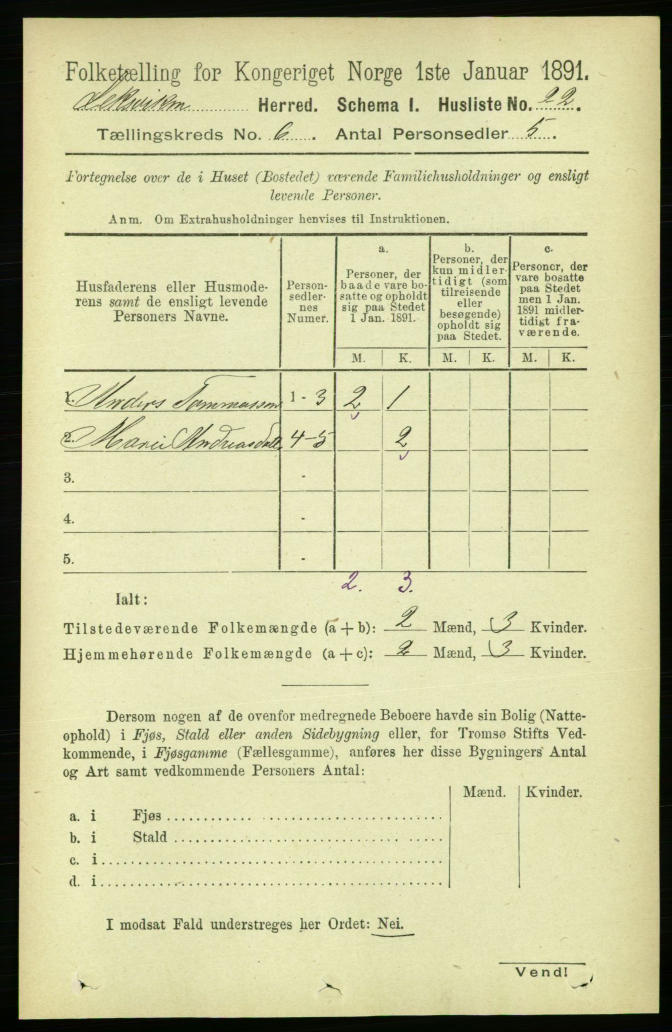 RA, 1891 census for 1718 Leksvik, 1891, p. 3154