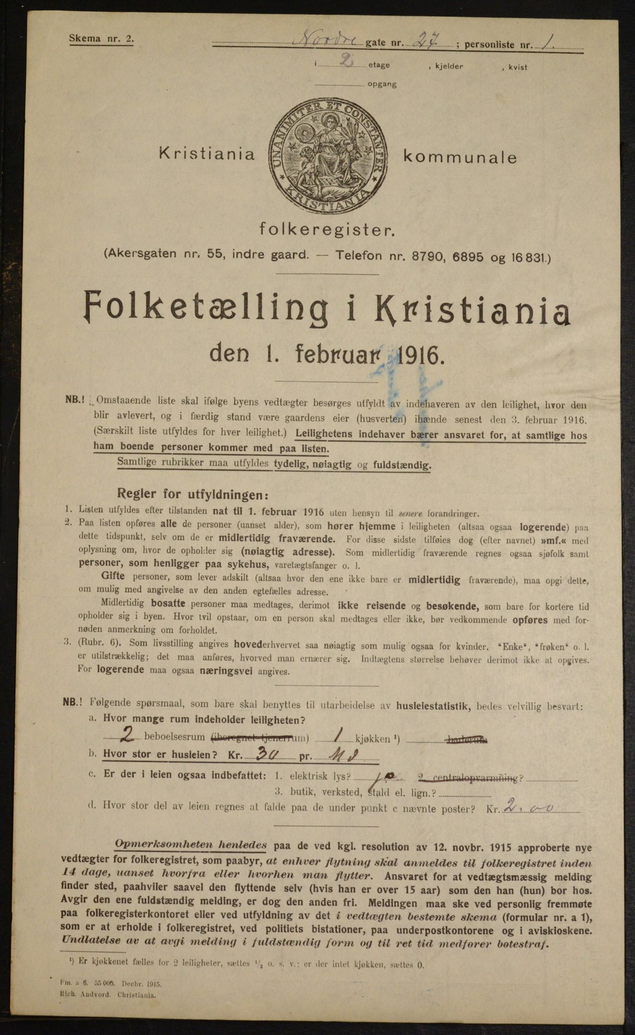 OBA, Municipal Census 1916 for Kristiania, 1916, p. 75101