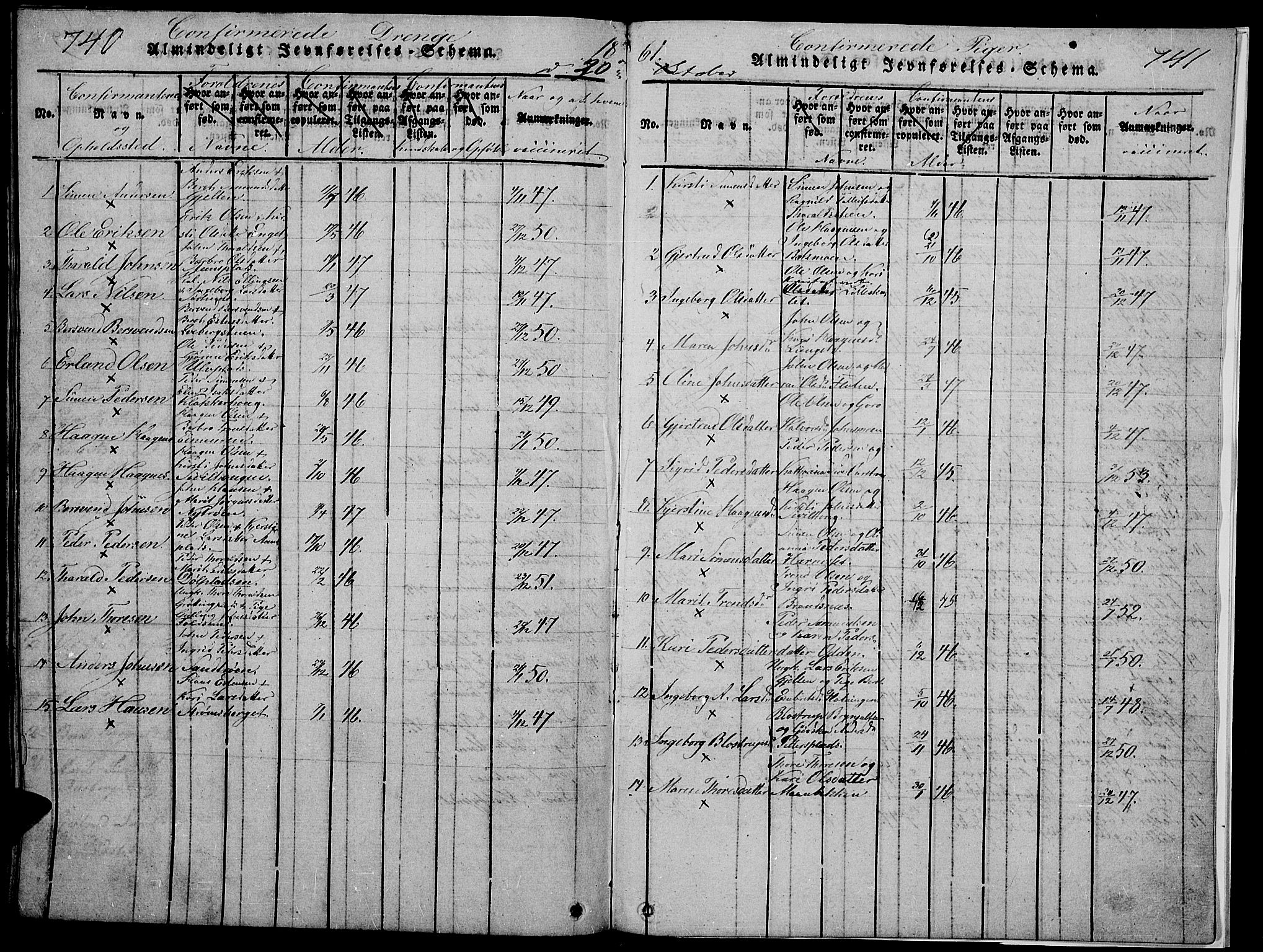 Tynset prestekontor, SAH/PREST-058/H/Ha/Hab/L0002: Parish register (copy) no. 2, 1814-1862, p. 740-741