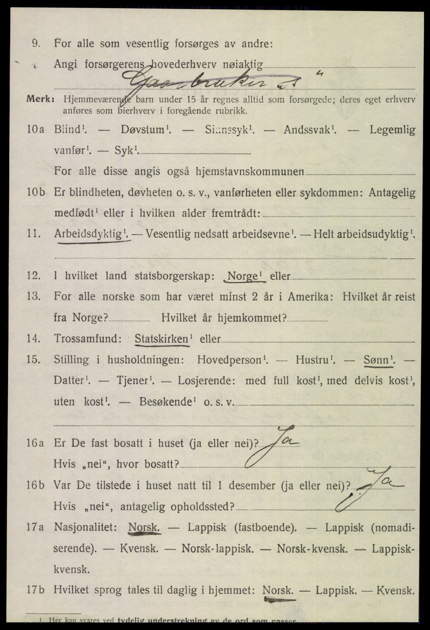 SAT, 1920 census for Lurøy, 1920, p. 2604