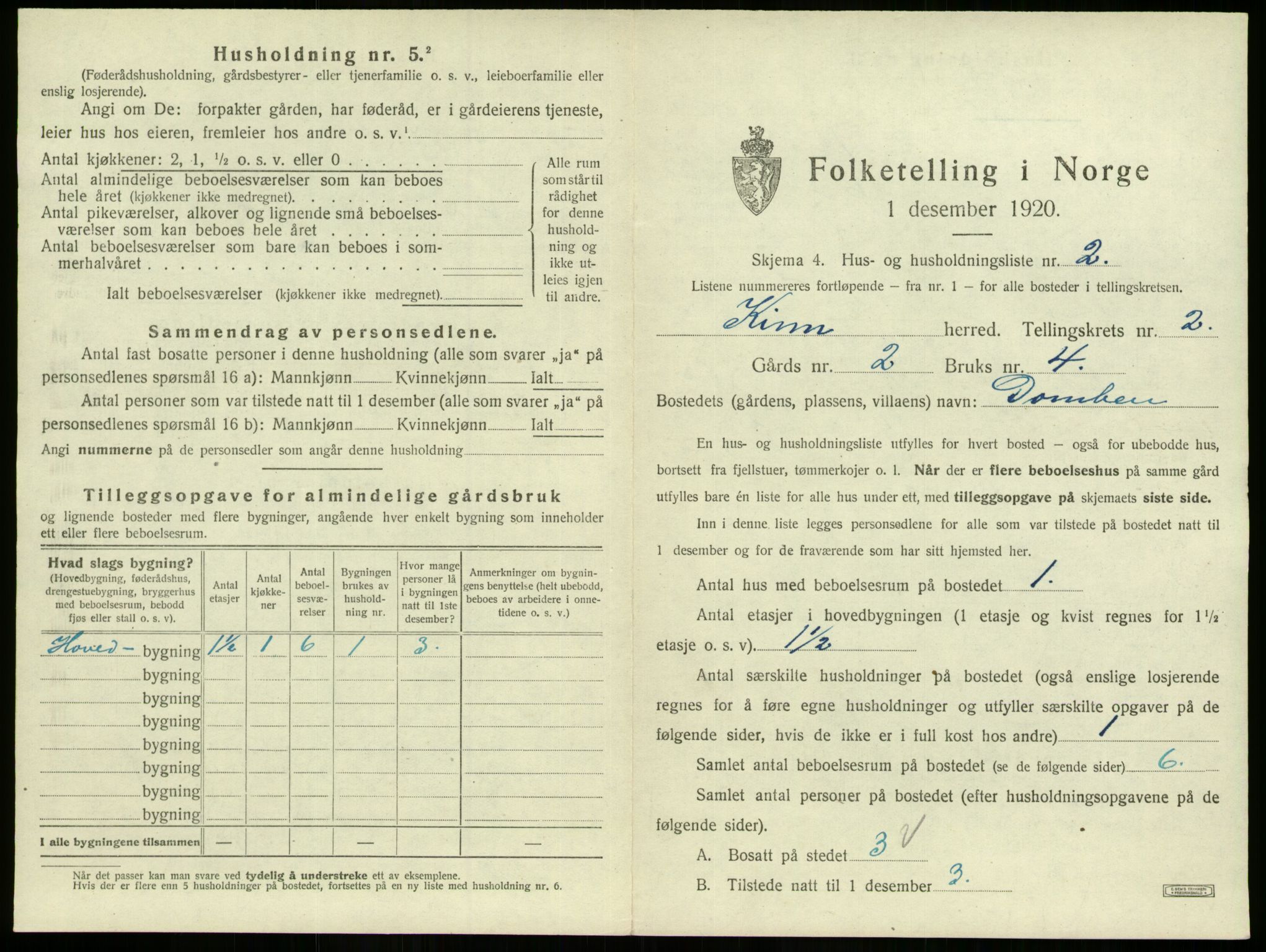 SAB, 1920 census for Kinn, 1920, p. 135