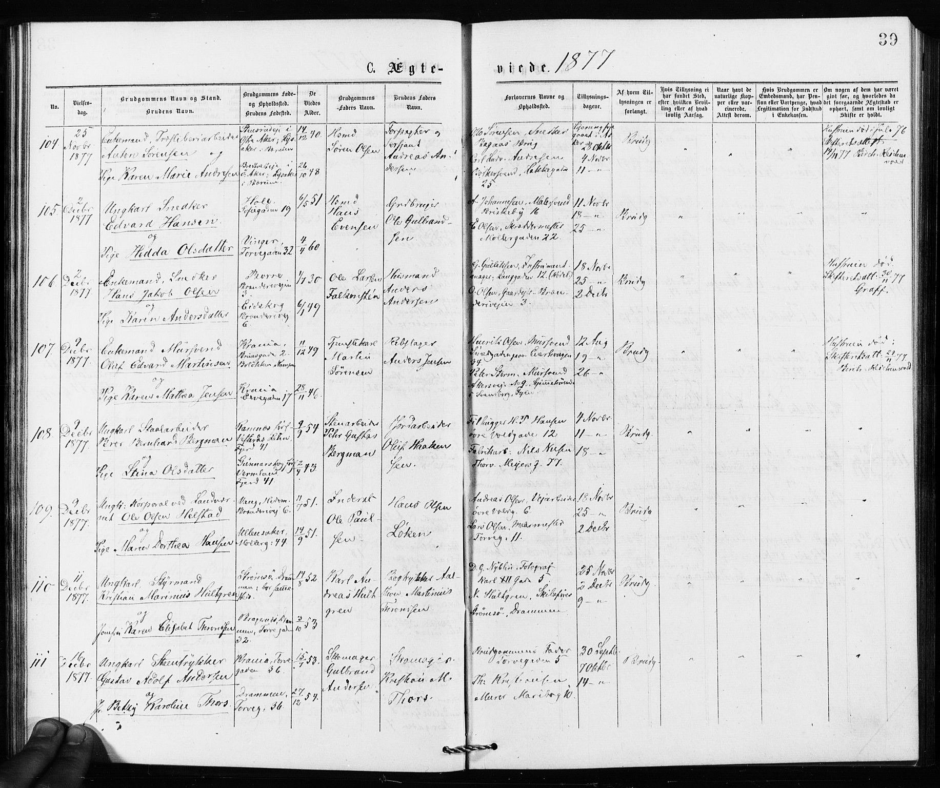 Jakob prestekontor Kirkebøker, SAO/A-10850/F/Fa/L0002: Parish register (official) no. 2, 1875-1879, p. 39