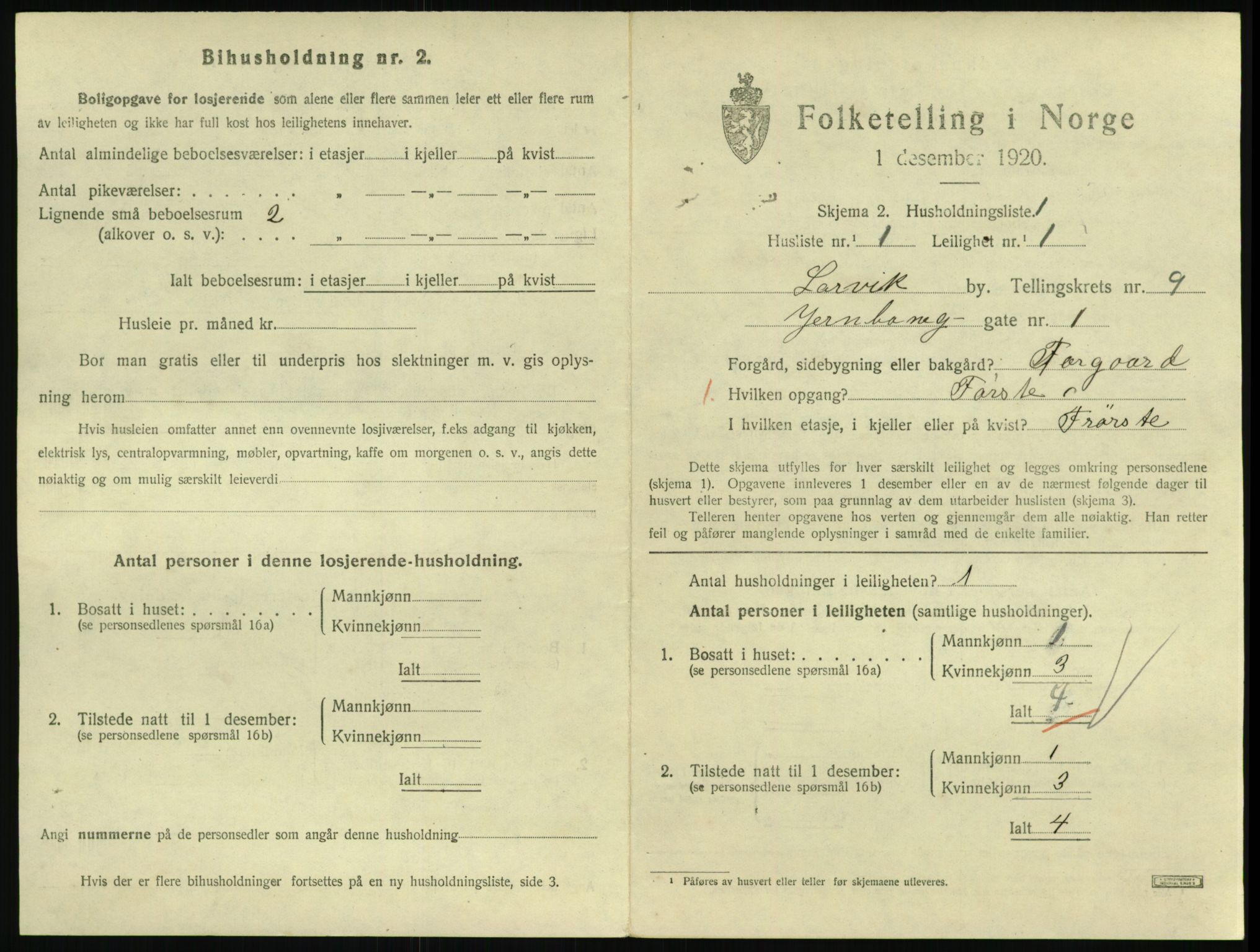 SAKO, 1920 census for Larvik, 1920, p. 7082