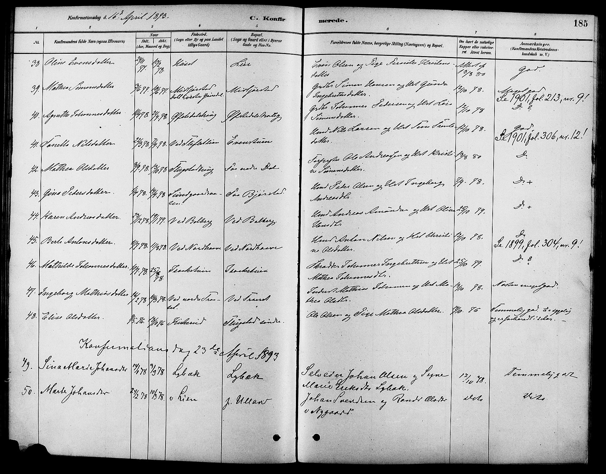 Fåberg prestekontor, SAH/PREST-086/H/Ha/Haa/L0008: Parish register (official) no. 8, 1879-1898, p. 185