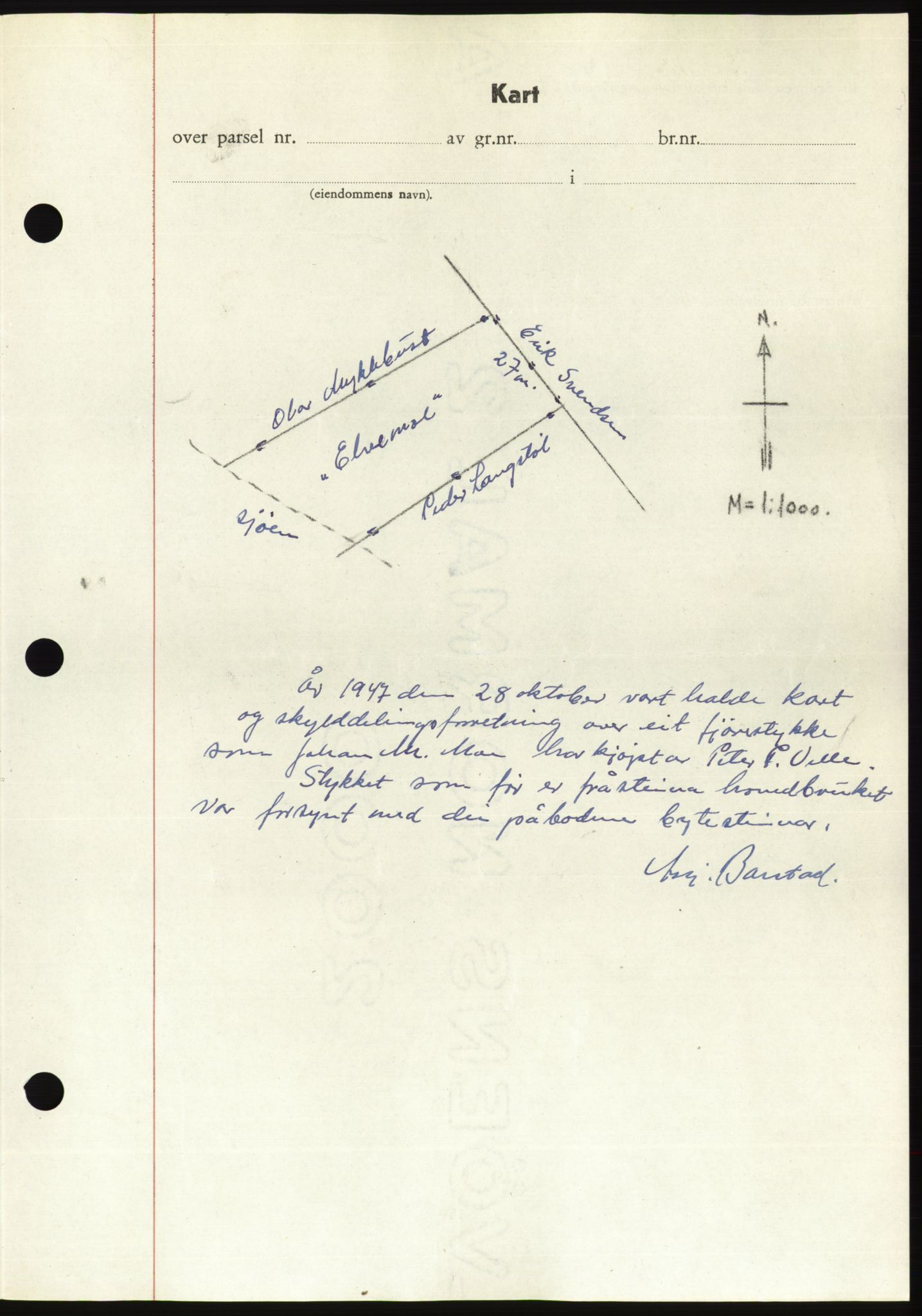 Søre Sunnmøre sorenskriveri, AV/SAT-A-4122/1/2/2C/L0081: Mortgage book no. 7A, 1947-1948, Diary no: : 1705/1947