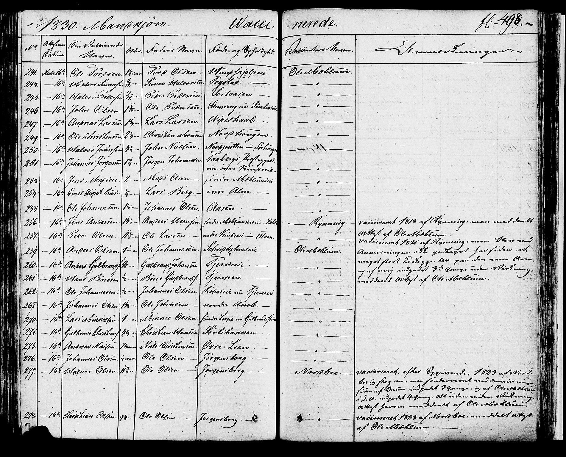 Ringsaker prestekontor, SAH/PREST-014/K/Ka/L0007: Parish register (official) no. 7B, 1826-1837, p. 498