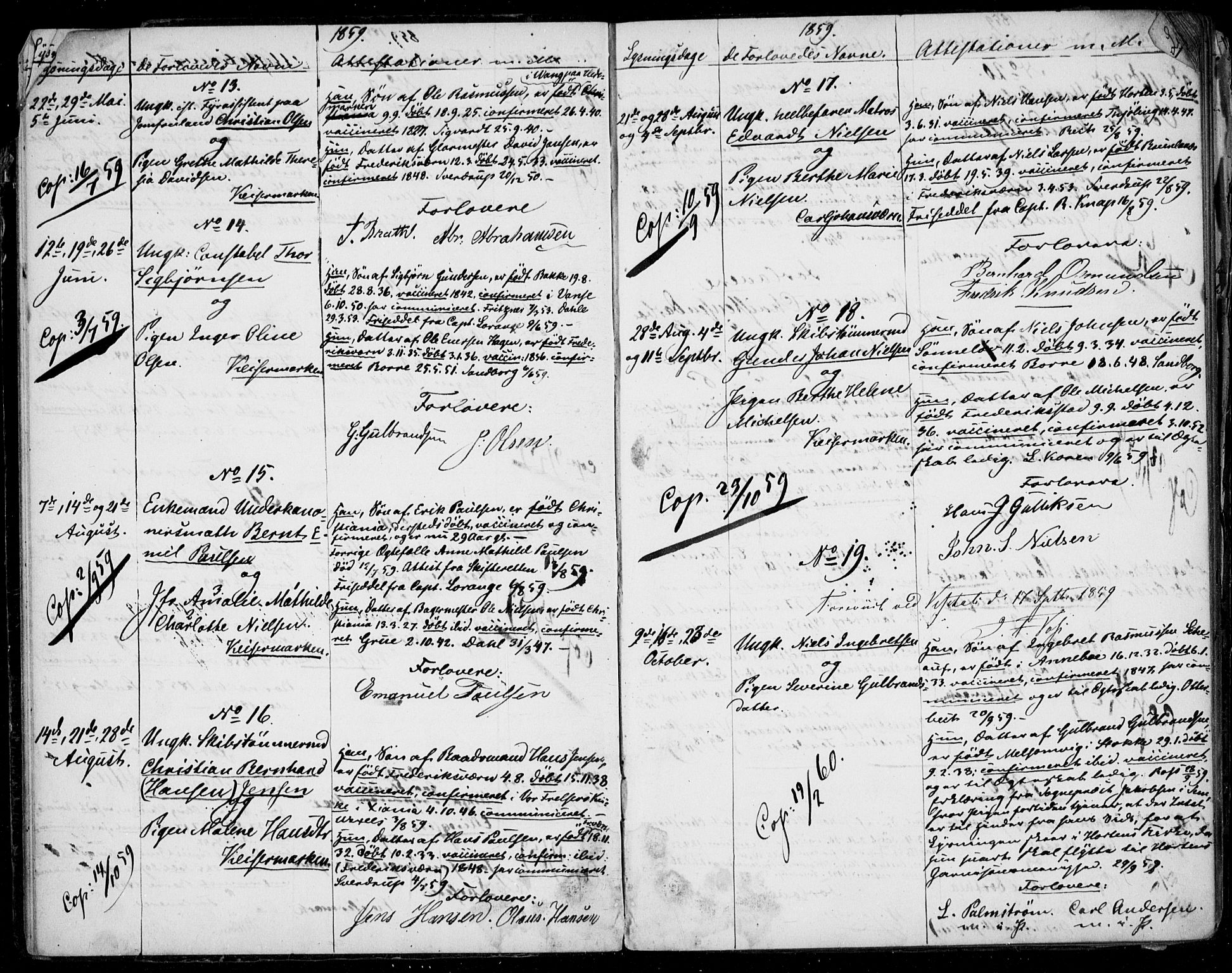 Horten kirkebøker, AV/SAKO-A-348/H/Ha/L0001: Banns register no. 1, 1855-1881