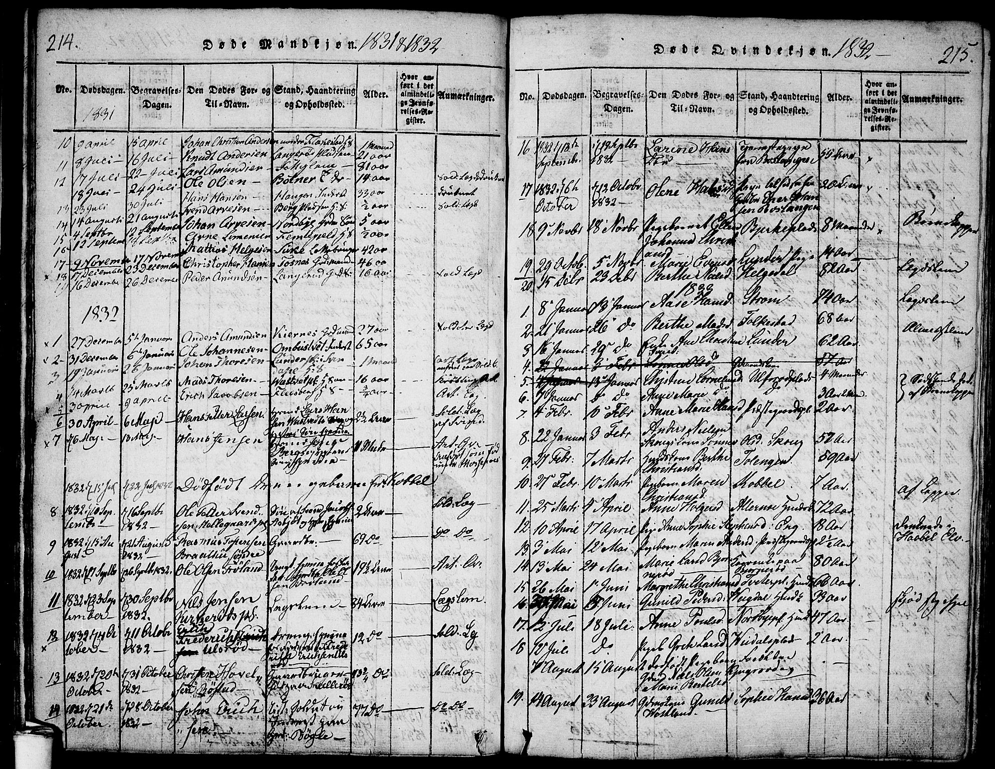 Våler prestekontor Kirkebøker, AV/SAO-A-11083/F/Fa/L0005: Parish register (official) no. I 5, 1815-1839, p. 214-215