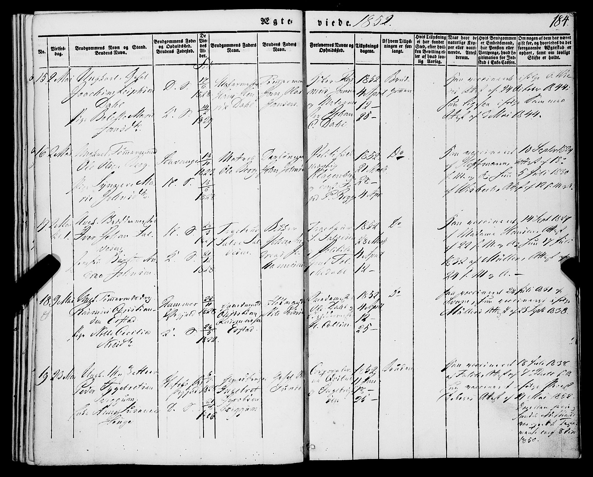 Korskirken sokneprestembete, AV/SAB-A-76101/H/Haa/L0034: Parish register (official) no. D 1, 1832-1852, p. 184