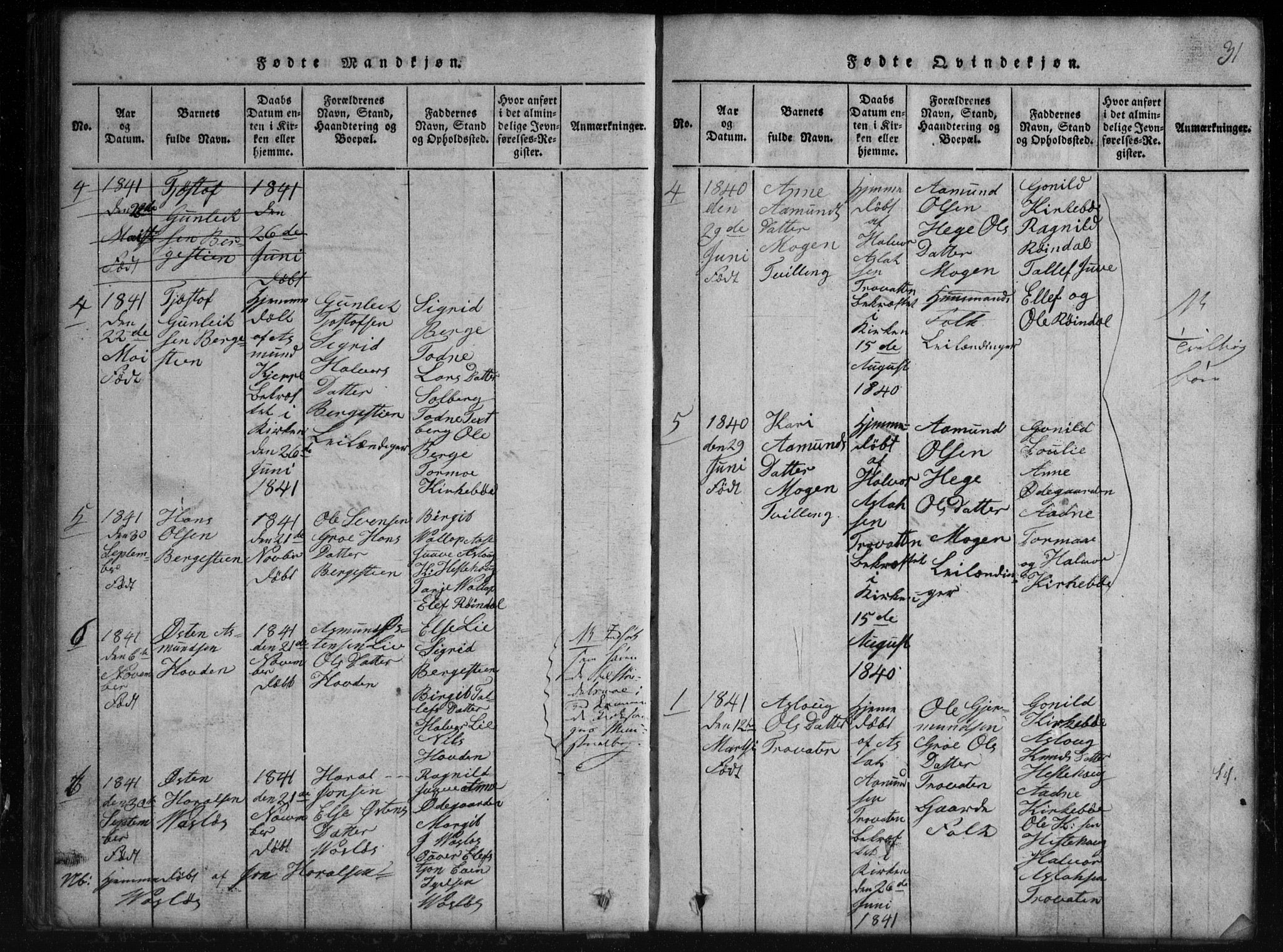 Rauland kirkebøker, SAKO/A-292/G/Gb/L0001: Parish register (copy) no. II 1, 1815-1886, p. 31