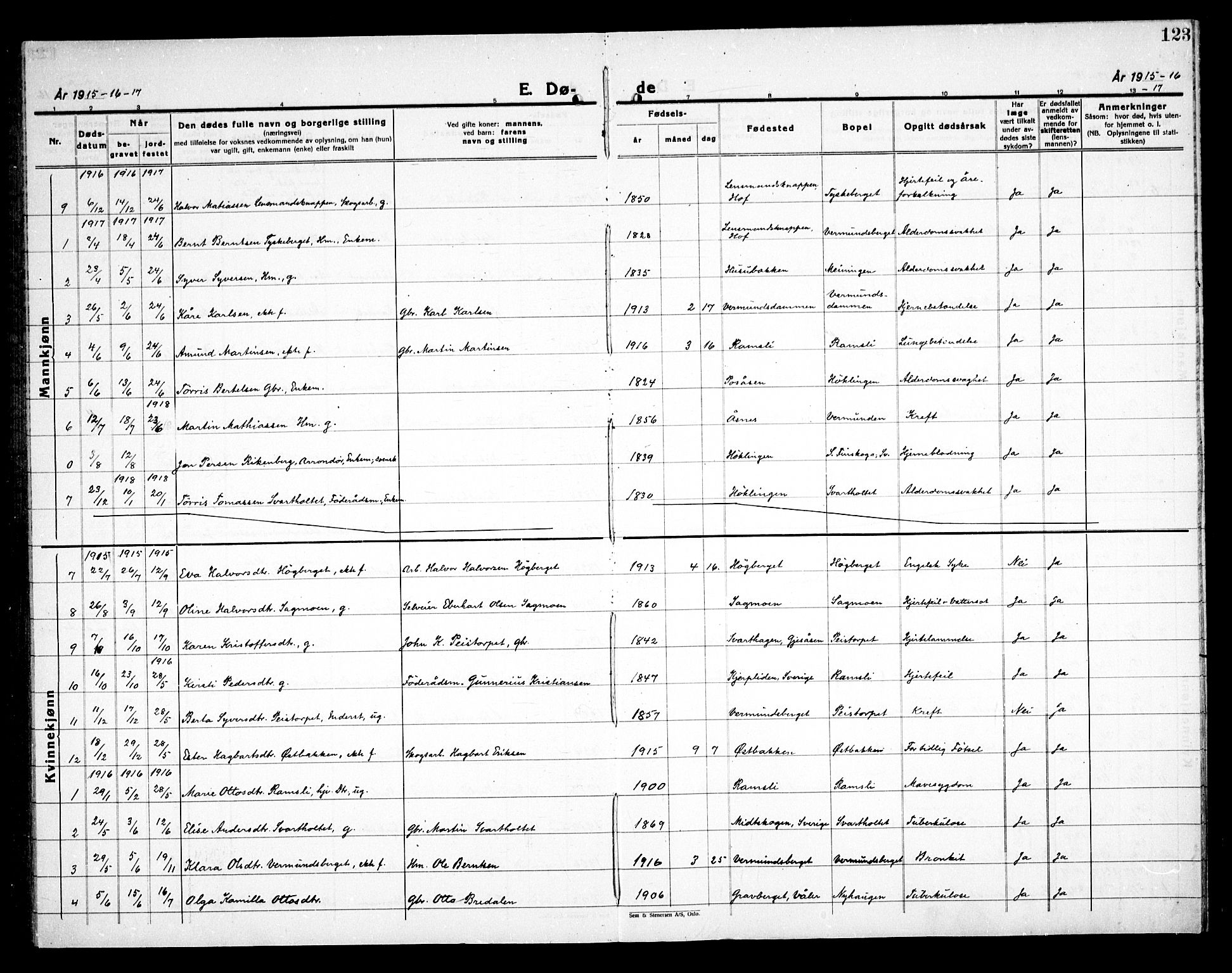 Åsnes prestekontor, AV/SAH-PREST-042/H/Ha/Haa/L0000E: Parish register (official) no. 0C, 1890-1929, p. 123