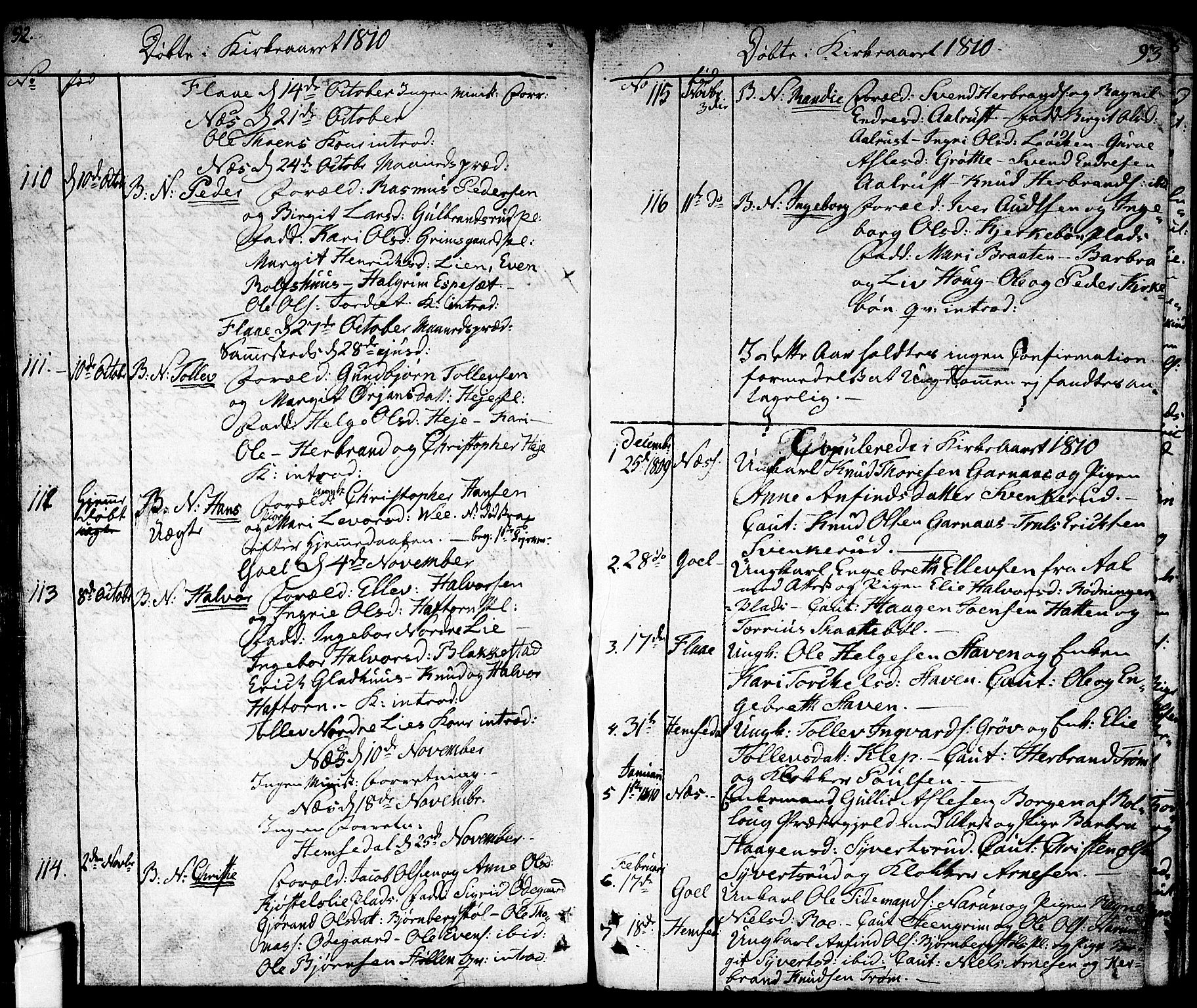 Nes kirkebøker, SAKO/A-236/F/Fa/L0006: Parish register (official) no. 6, 1808-1814, p. 92-93