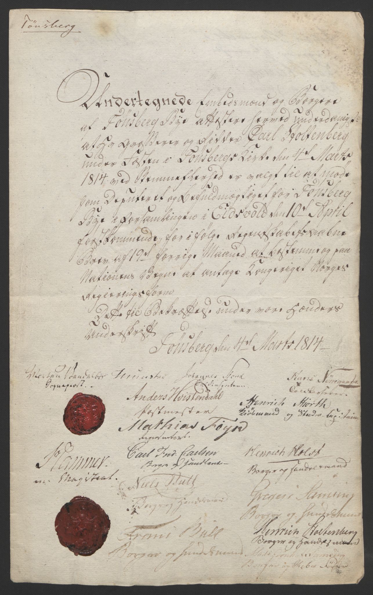 Statsrådssekretariatet, RA/S-1001/D/Db/L0007: Fullmakter for Eidsvollsrepresentantene i 1814. , 1814, p. 39