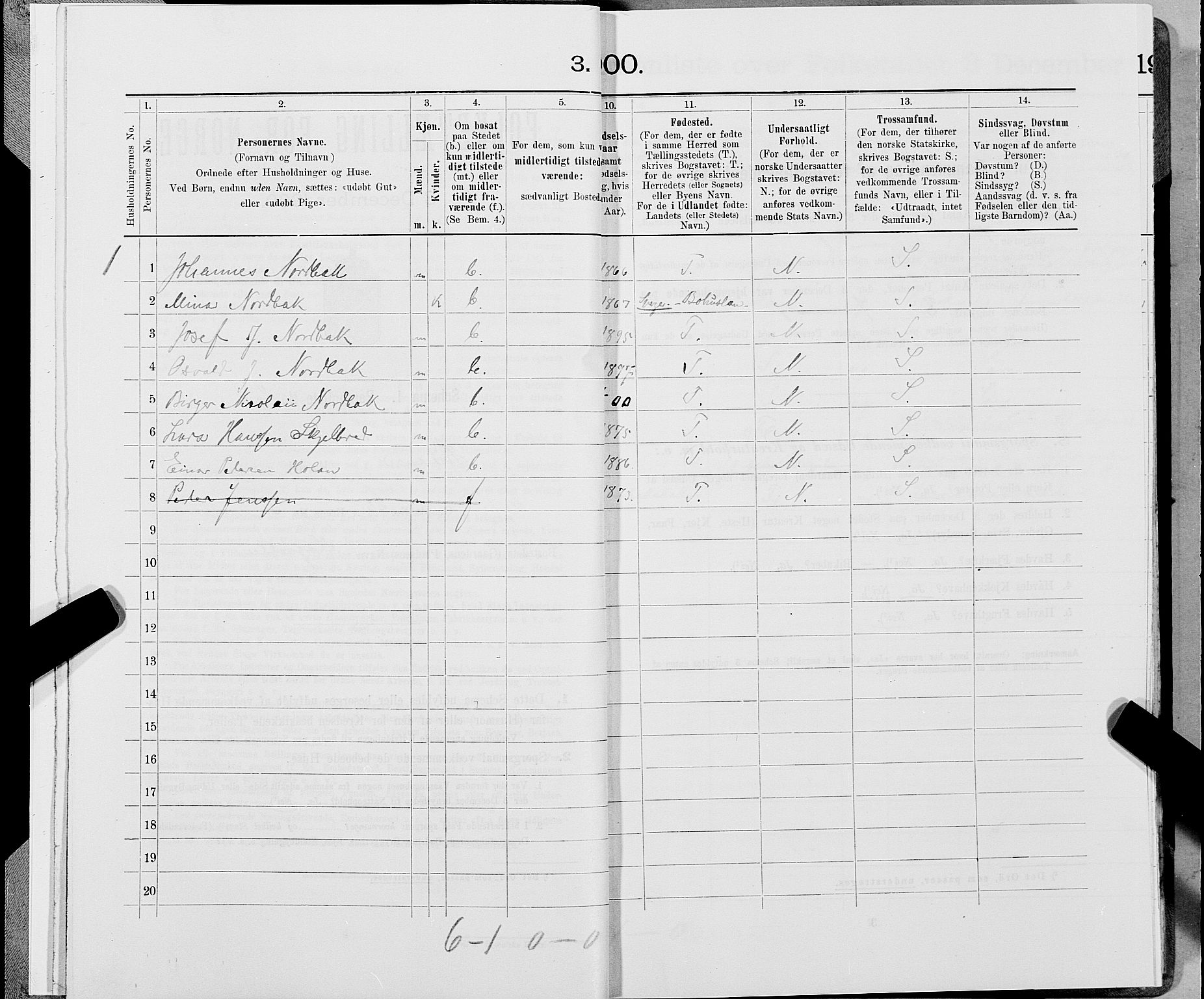 SAT, 1900 census for Lierne, 1900, p. 18