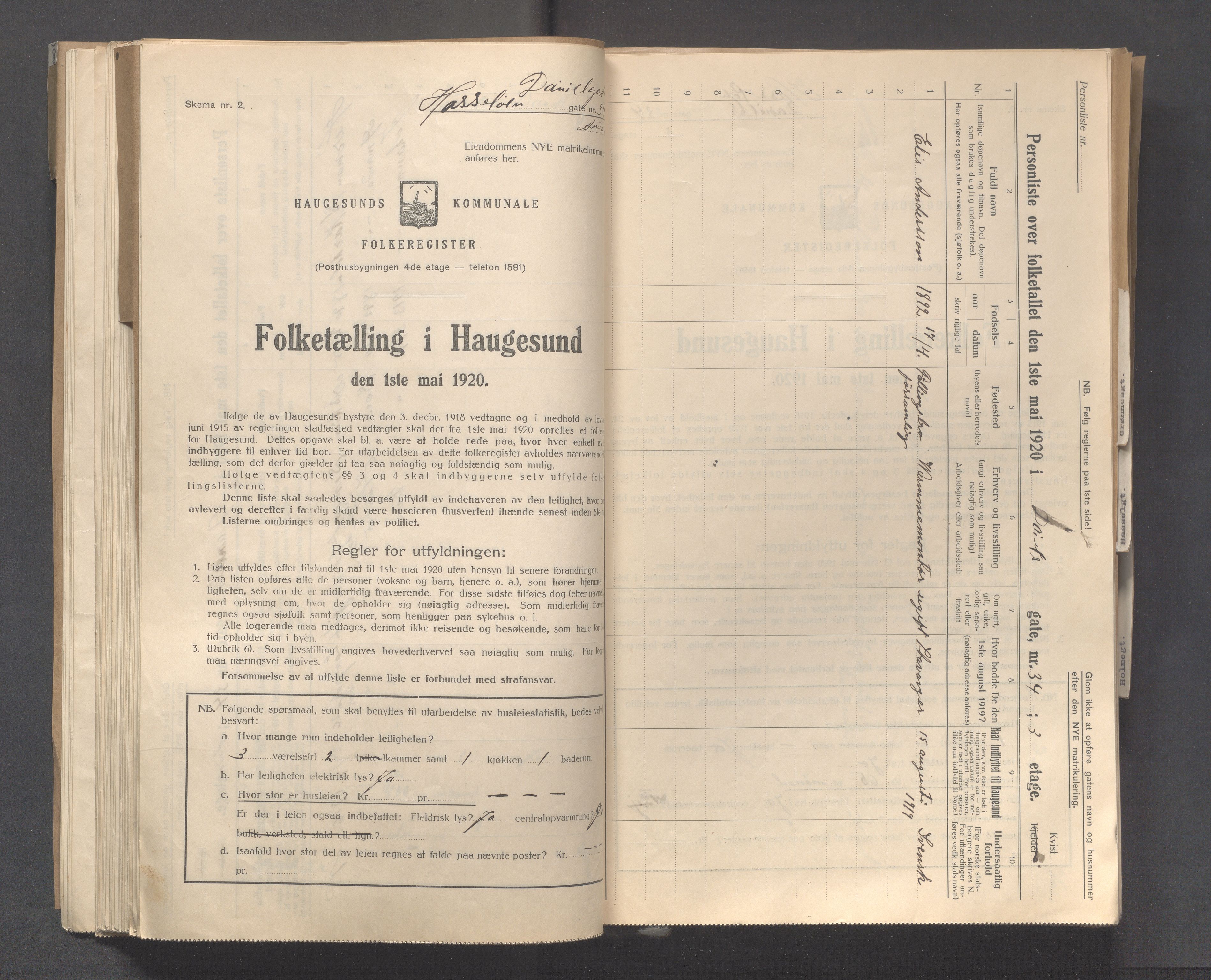 IKAR, Local census 1.5.1920 for Haugesund, 1920, p. 5684