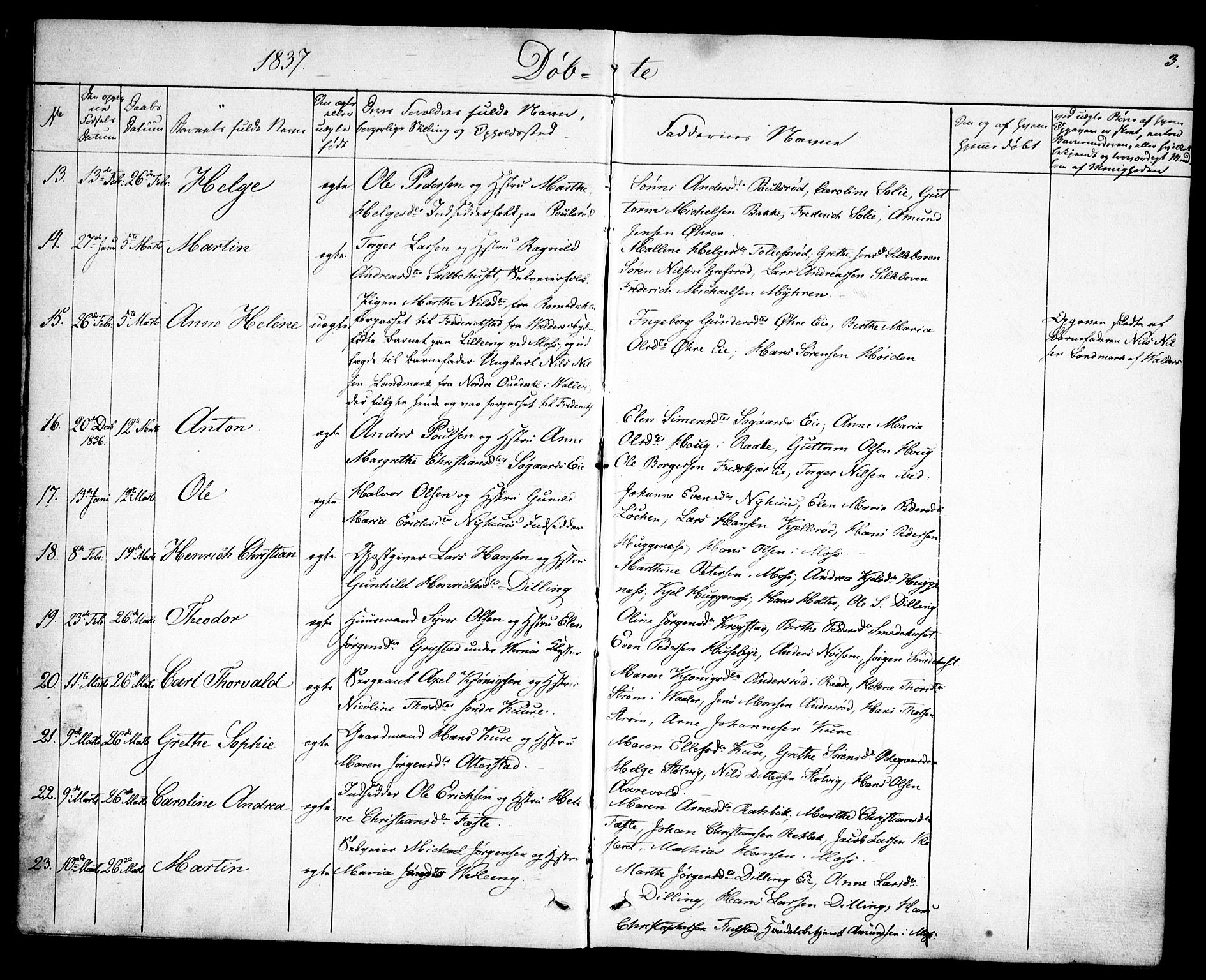 Rygge prestekontor Kirkebøker, AV/SAO-A-10084b/F/Fa/L0004: Parish register (official) no. 4, 1836-1851, p. 3