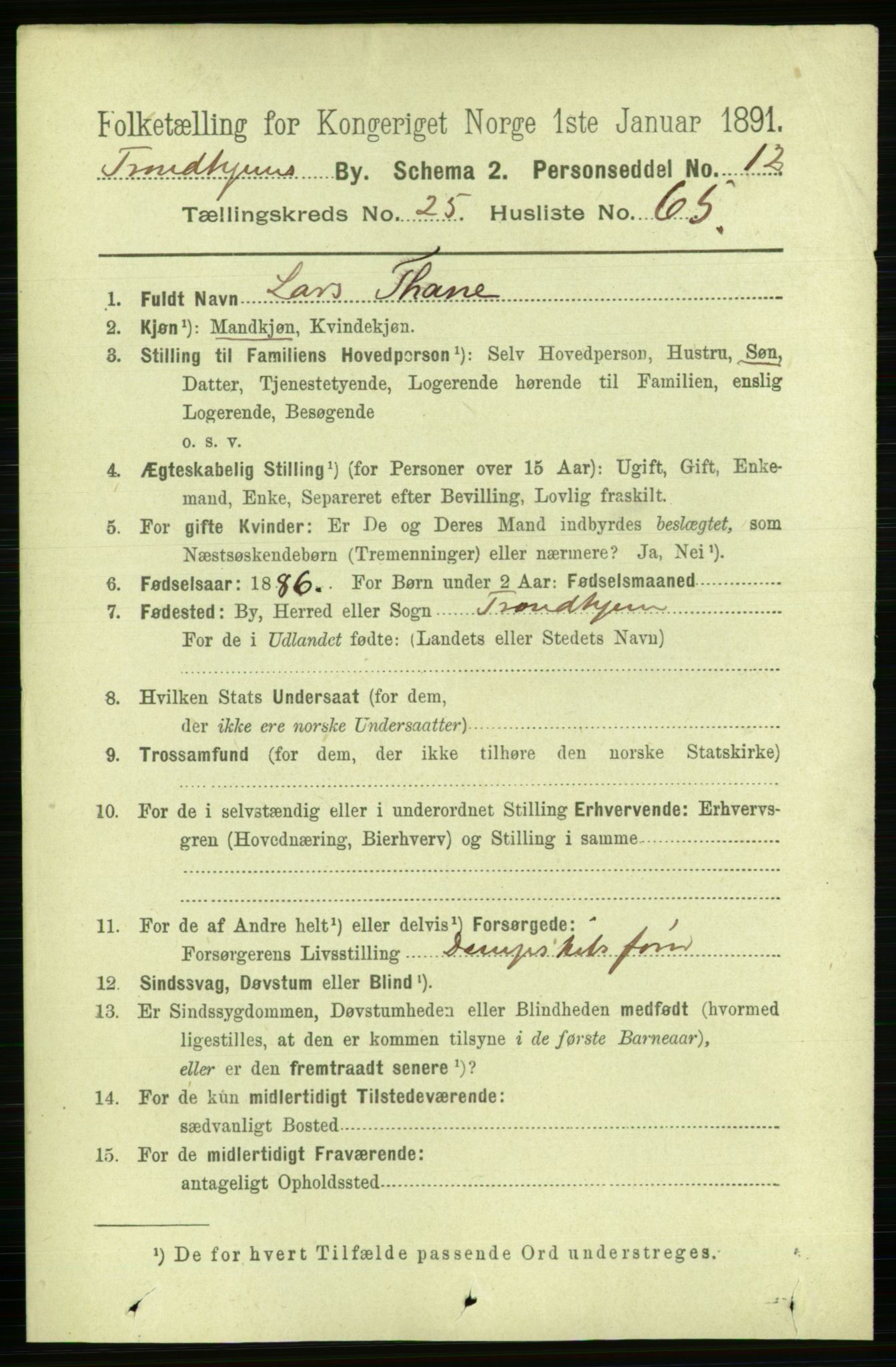 RA, 1891 census for 1601 Trondheim, 1891, p. 19454