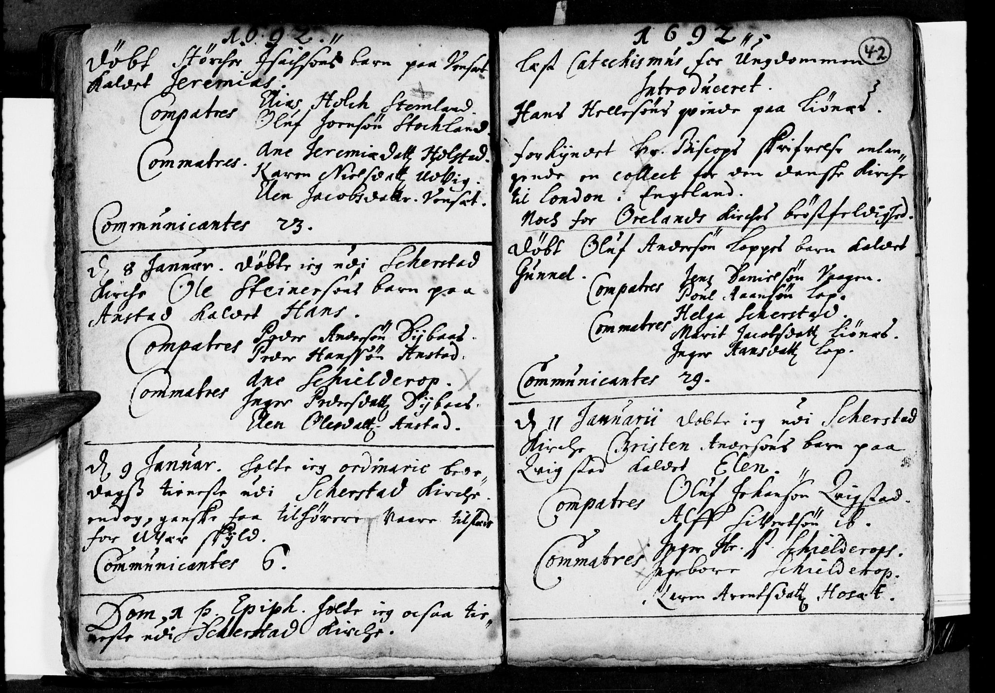 Ministerialprotokoller, klokkerbøker og fødselsregistre - Nordland, AV/SAT-A-1459/852/L0732: Parish register (official) no. 852A02, 1690-1699, p. 42