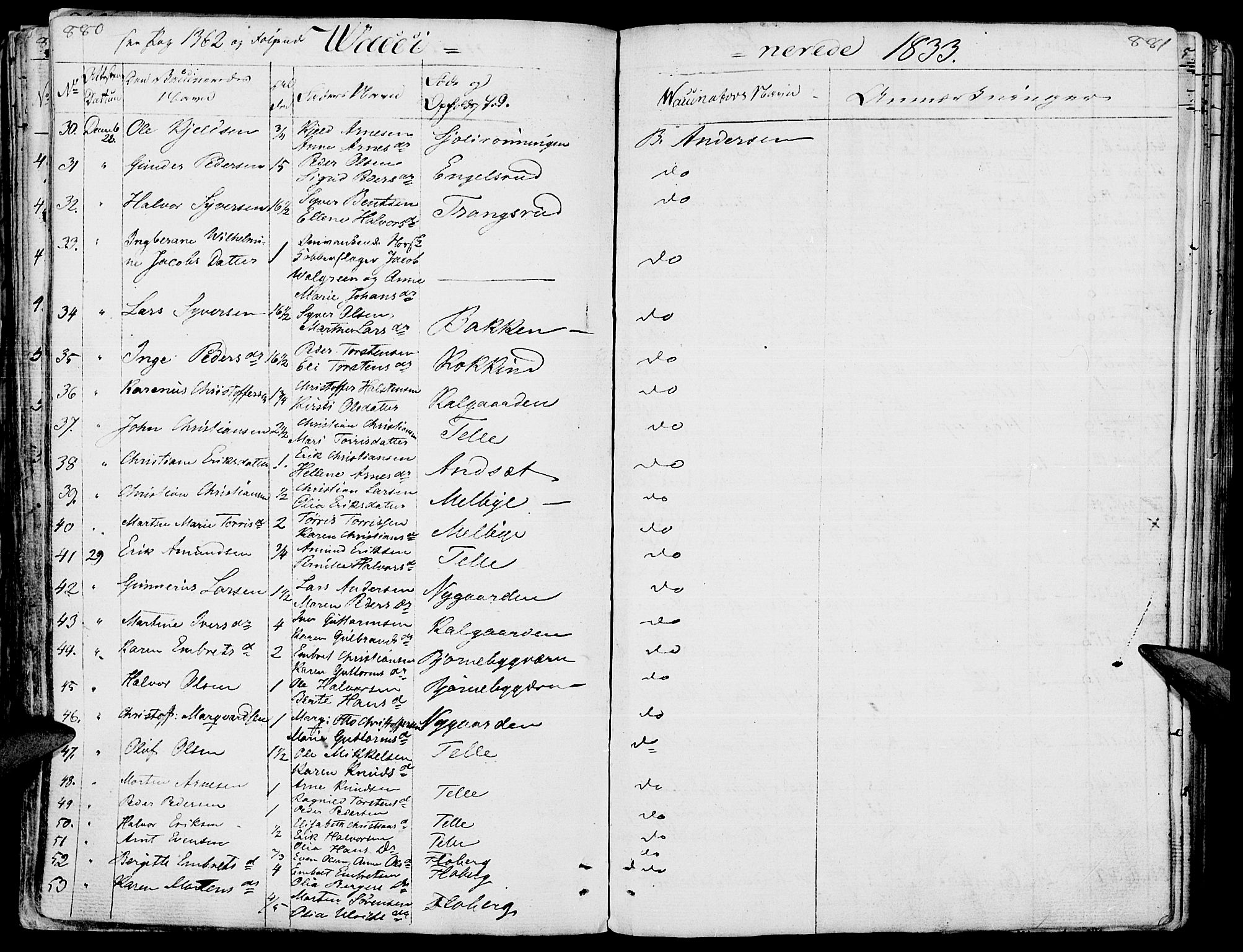 Hof prestekontor, SAH/PREST-038/H/Ha/Haa/L0006: Parish register (official) no. 6, 1822-1841, p. 880-881