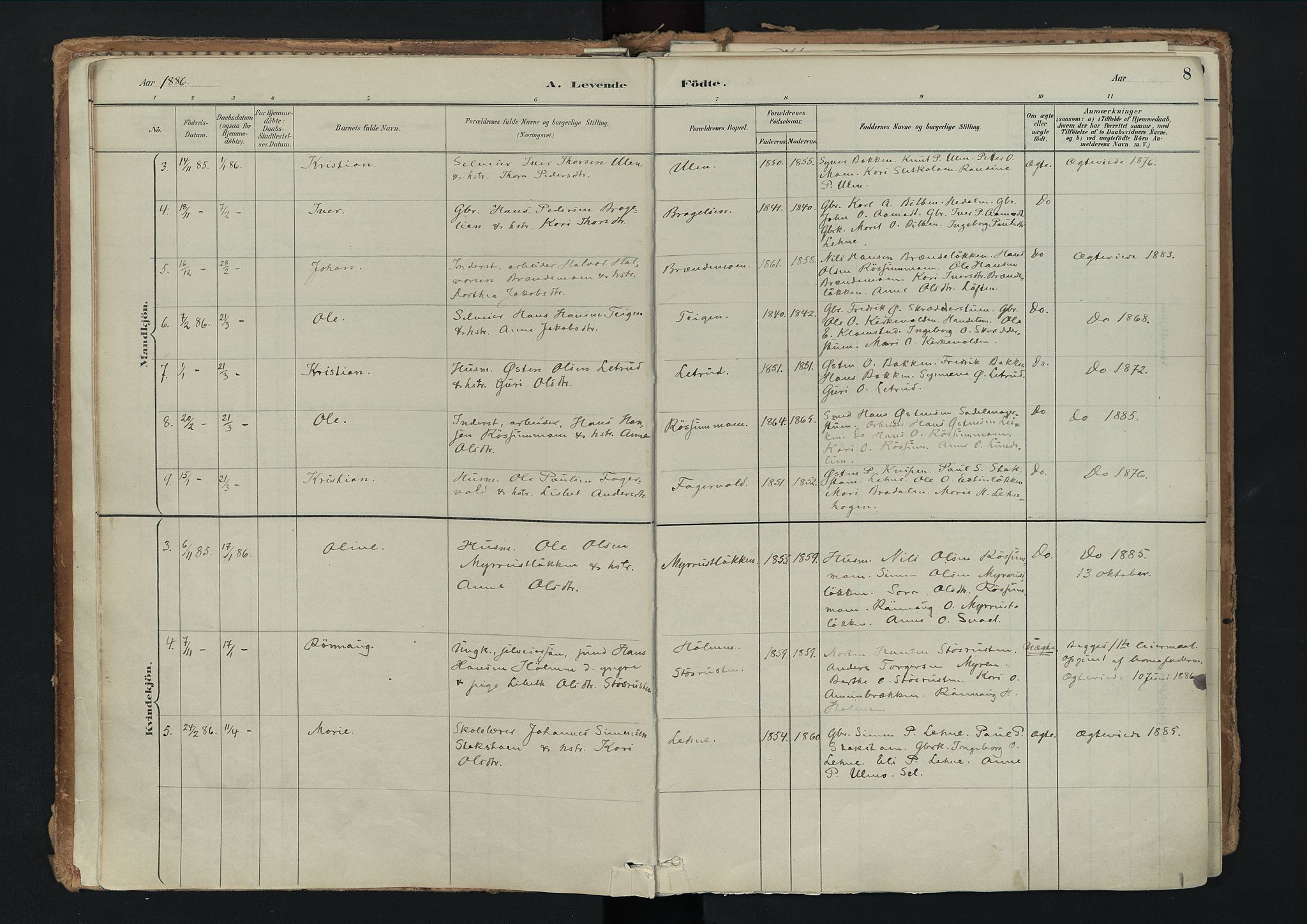 Nord-Fron prestekontor, SAH/PREST-080/H/Ha/Haa/L0003: Parish register (official) no. 3, 1884-1914, p. 8