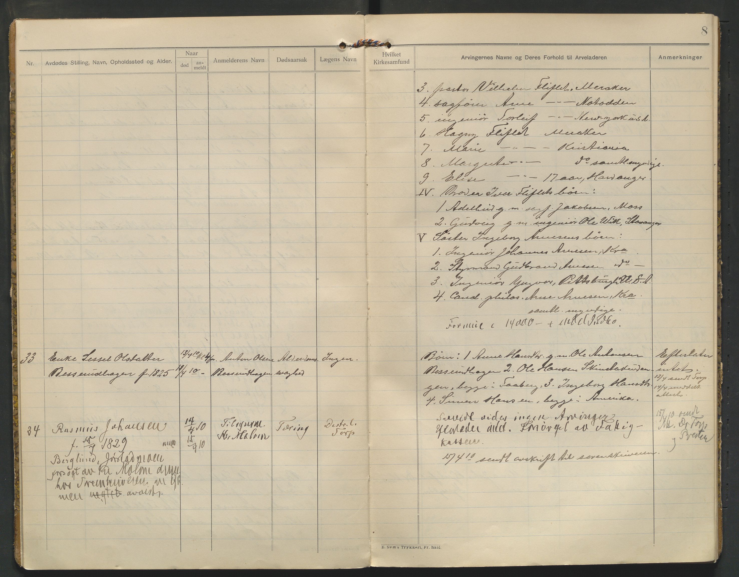 Fåberg lensmannskontor, AV/SAH-PGF-016/H/Ha/L0001/0001: Dødsfallsprotokoller / Dødsfallsprotokoll, 1909-1913, p. 8