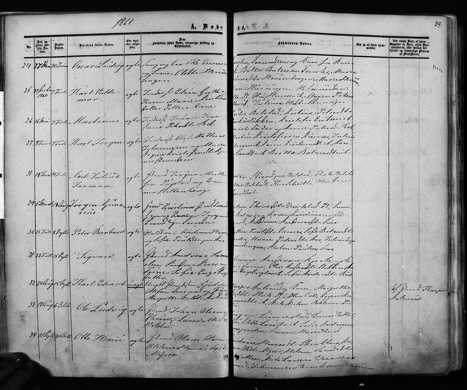 Ås prestekontor Kirkebøker, AV/SAO-A-10894/F/Fa/L0007: Parish register (official) no. I 7, 1854-1870, p. 39