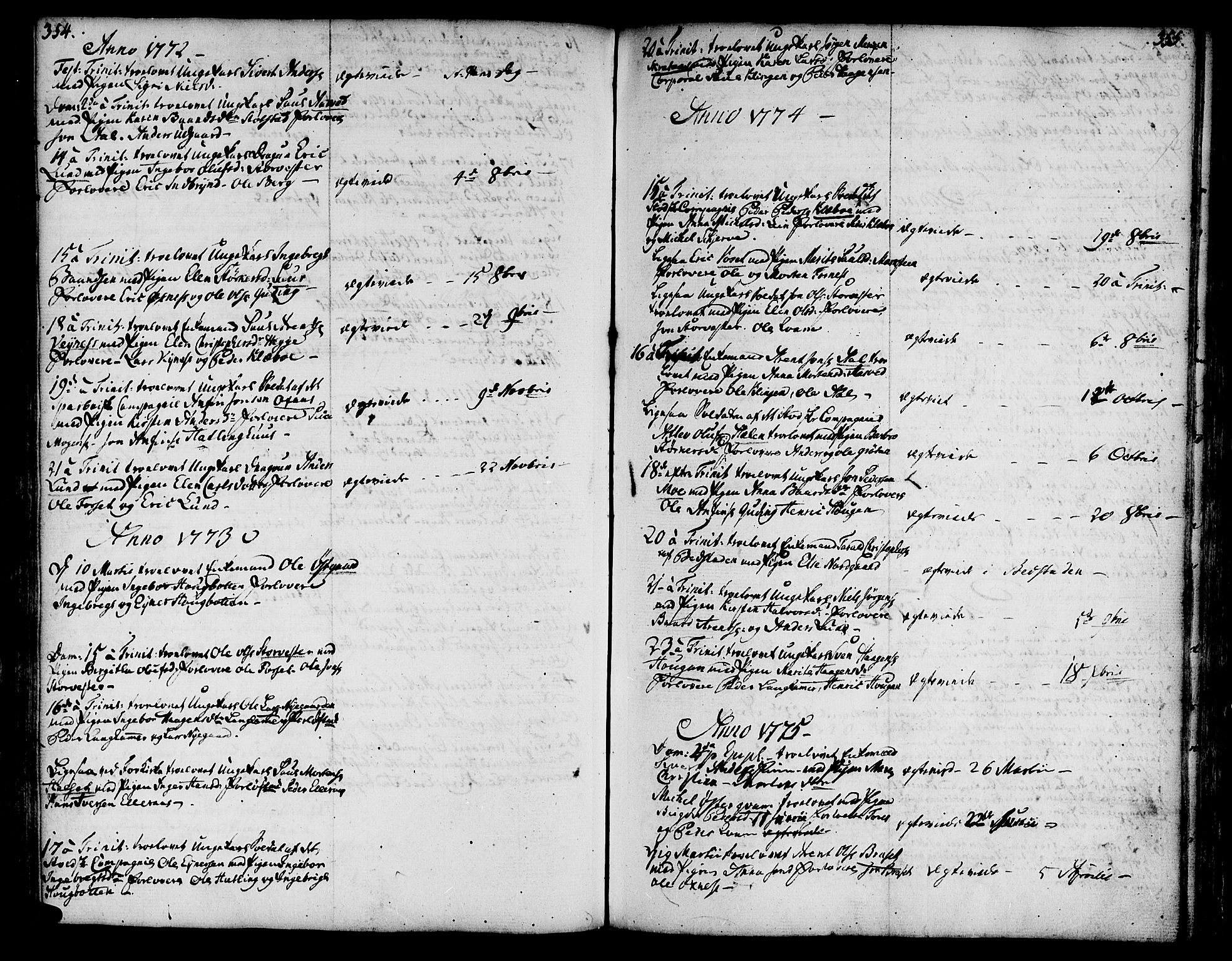 Ministerialprotokoller, klokkerbøker og fødselsregistre - Nord-Trøndelag, SAT/A-1458/746/L0440: Parish register (official) no. 746A02, 1760-1815, p. 354-355