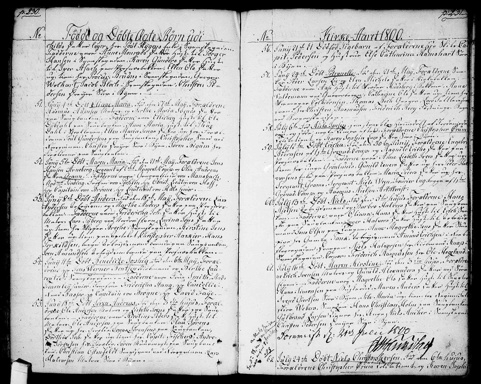Halden prestekontor Kirkebøker, SAO/A-10909/F/Fa/L0002: Parish register (official) no. I 2, 1792-1812, p. 230-231
