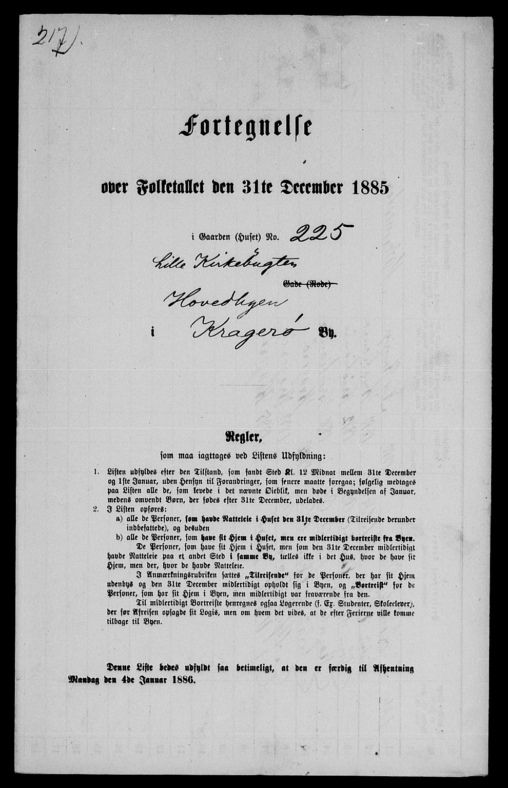 SAKO, 1885 census for 0801 Kragerø, 1885, p. 1461