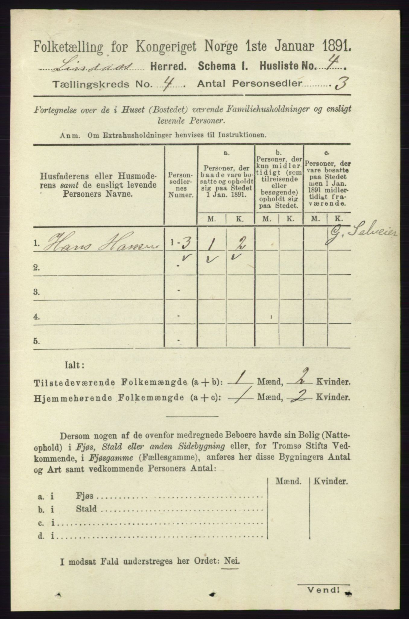 RA, 1891 census for 1263 Lindås, 1891, p. 1094