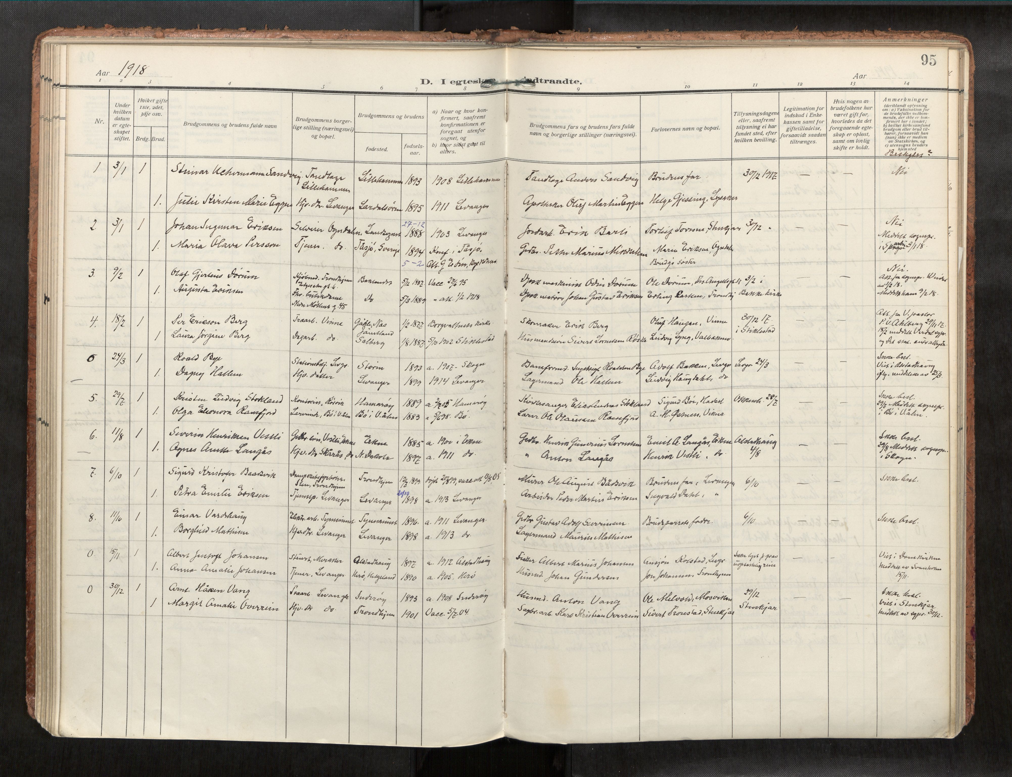 Levanger sokneprestkontor, AV/SAT-A-1301/2/H/Haa/L0001: Parish register (official) no. 1, 1912-1932, p. 95