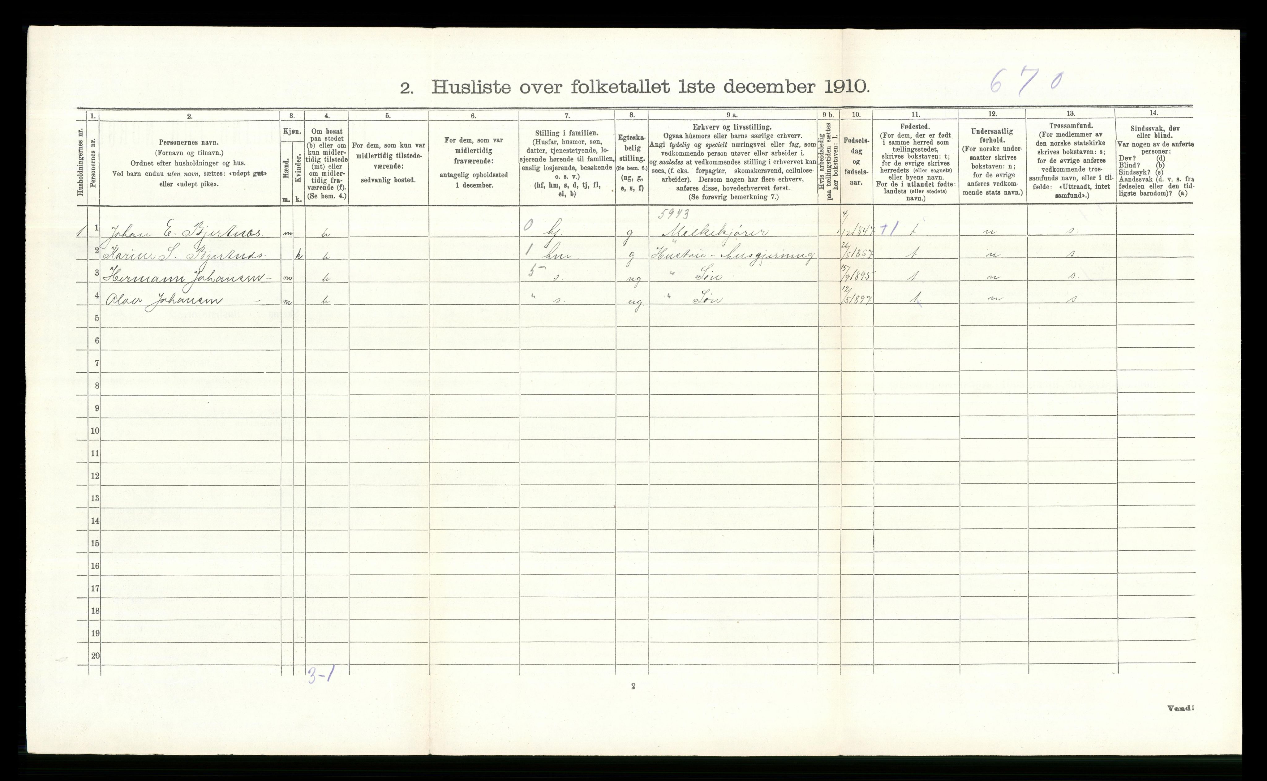 RA, 1910 census for Etnedal, 1910, p. 250