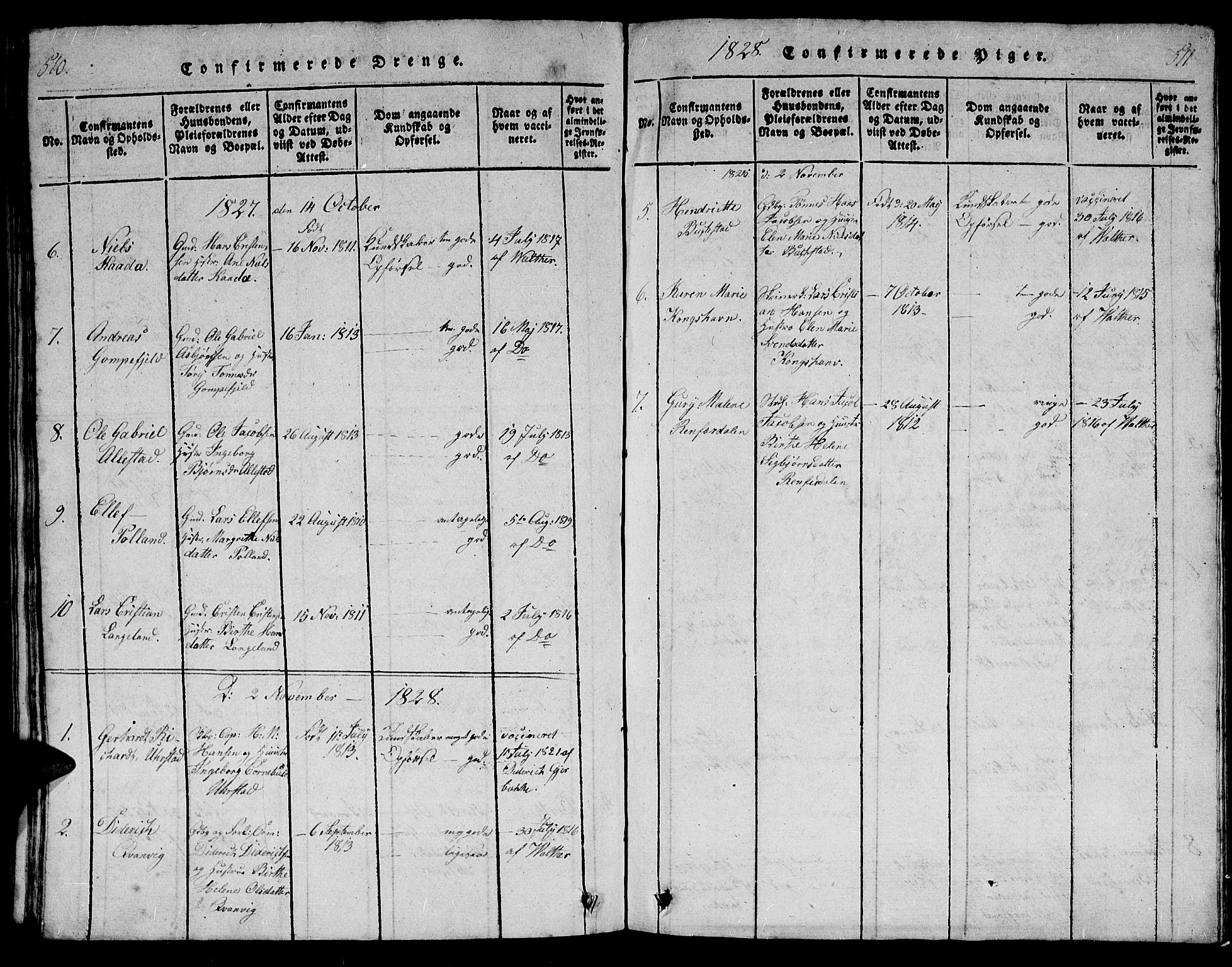 Flekkefjord sokneprestkontor, AV/SAK-1111-0012/F/Fb/Fbb/L0001: Parish register (copy) no. B 1, 1815-1830, p. 510-511